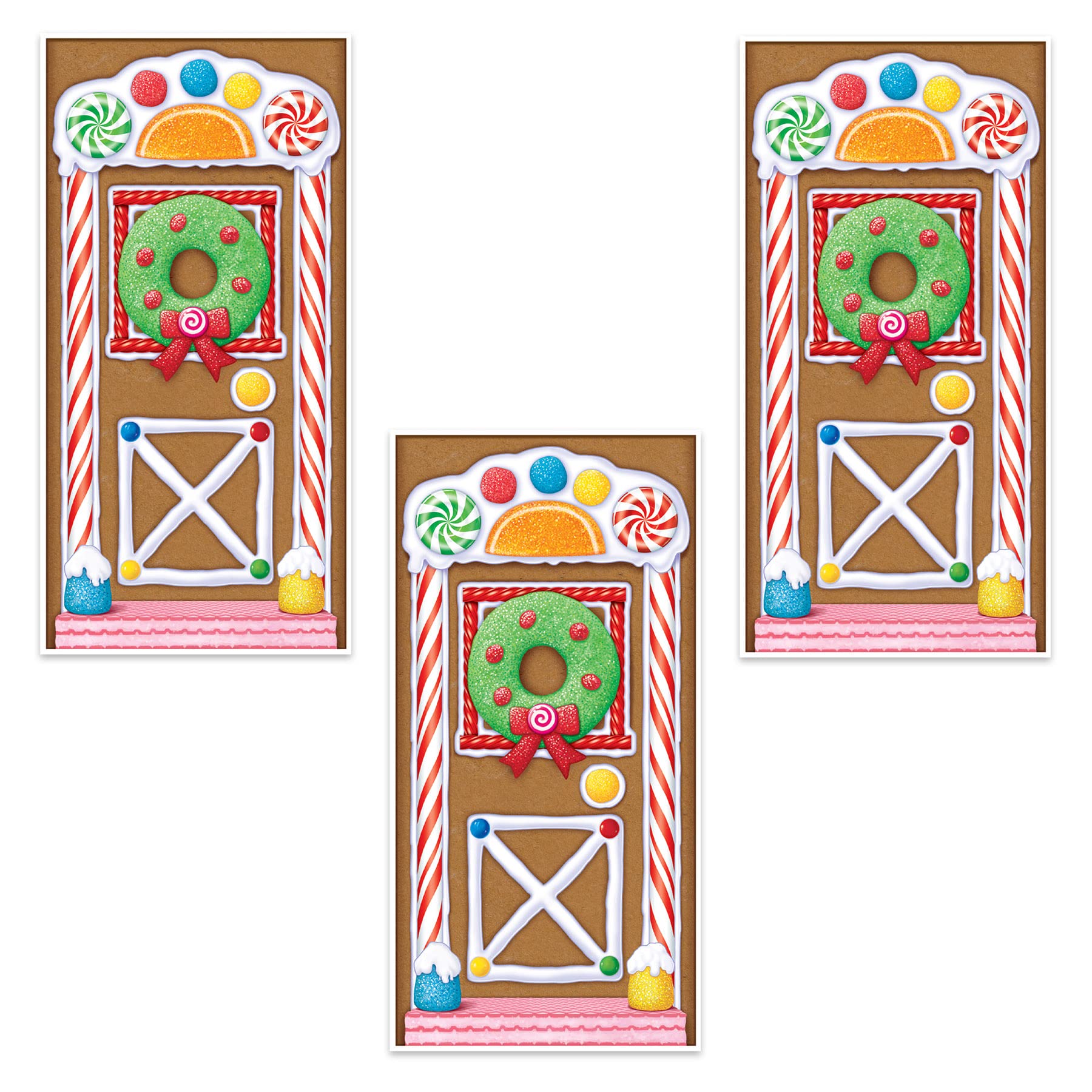 Beistle Gingerbread House Door Covers, 5 x 30   , 3 Pieces - Magical Festive Winter Holiday Decor - Plastic for Indoor and Outdo