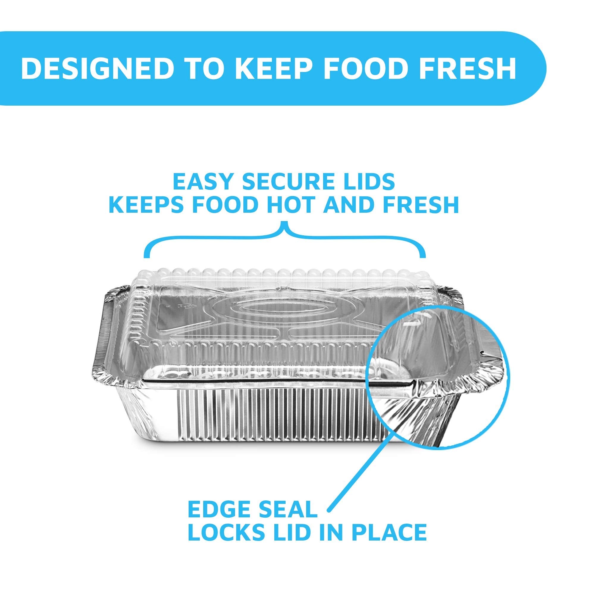 Montopack Disposable Takeout Pans With Clear Lids | 2Lb Capacity Aluminum Foil Food Drip Container With Strong Seal For Freshnes