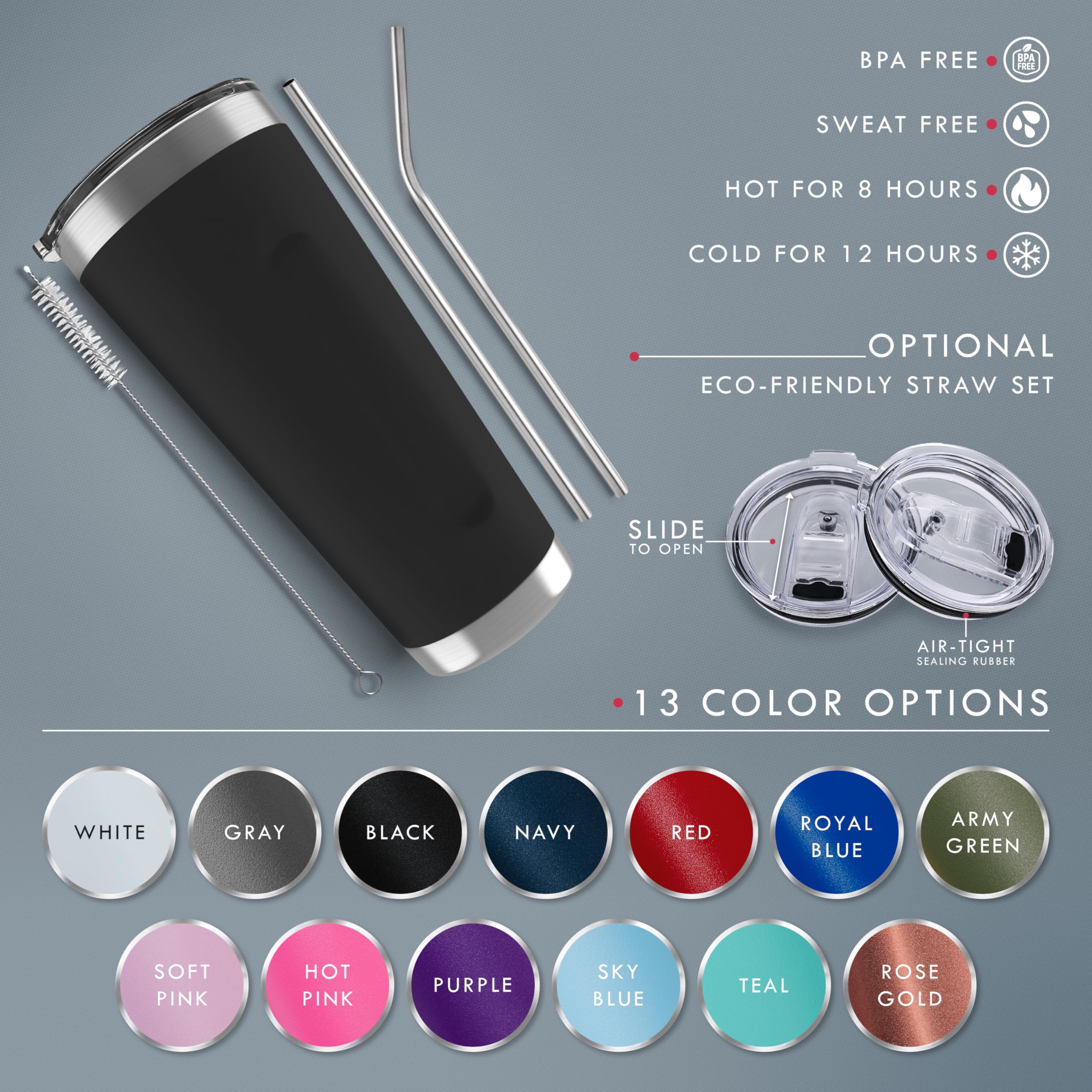 Personalized Tumbler With Engraved Name - 12 Designs, 30 Oz Coffee Tumbler With Slider Lid, Army Green, Double Wall Insulated -