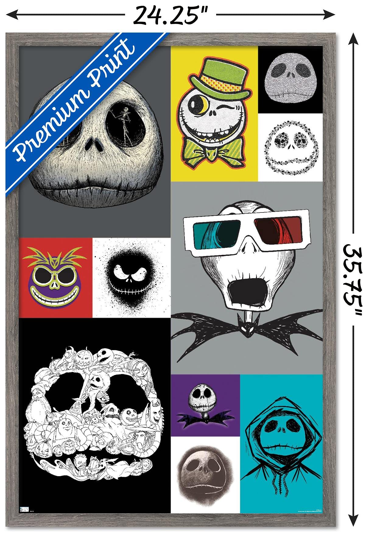 Trends International Disney Tim Burton'S The Nightmare Before Christmas - Jack Grid Wall Poster, 22.37'' X 34.00'', Barnwood Fra