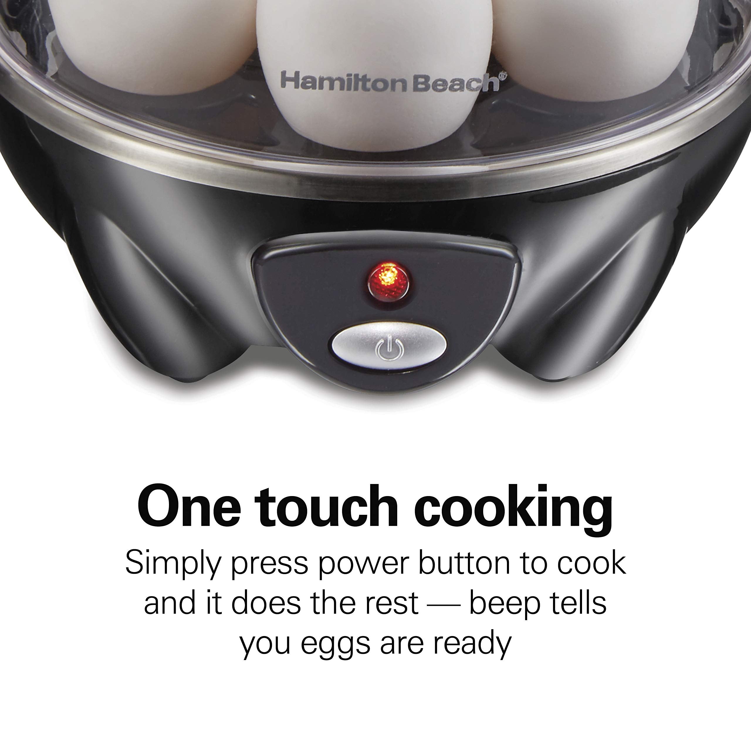 Hamilton Beach 3-In-1 Electric Egg Cooker For Hard Boiled Eggs, Poacher, Omelet Maker & Vegetable Steamer, Holds 7, Black (25507