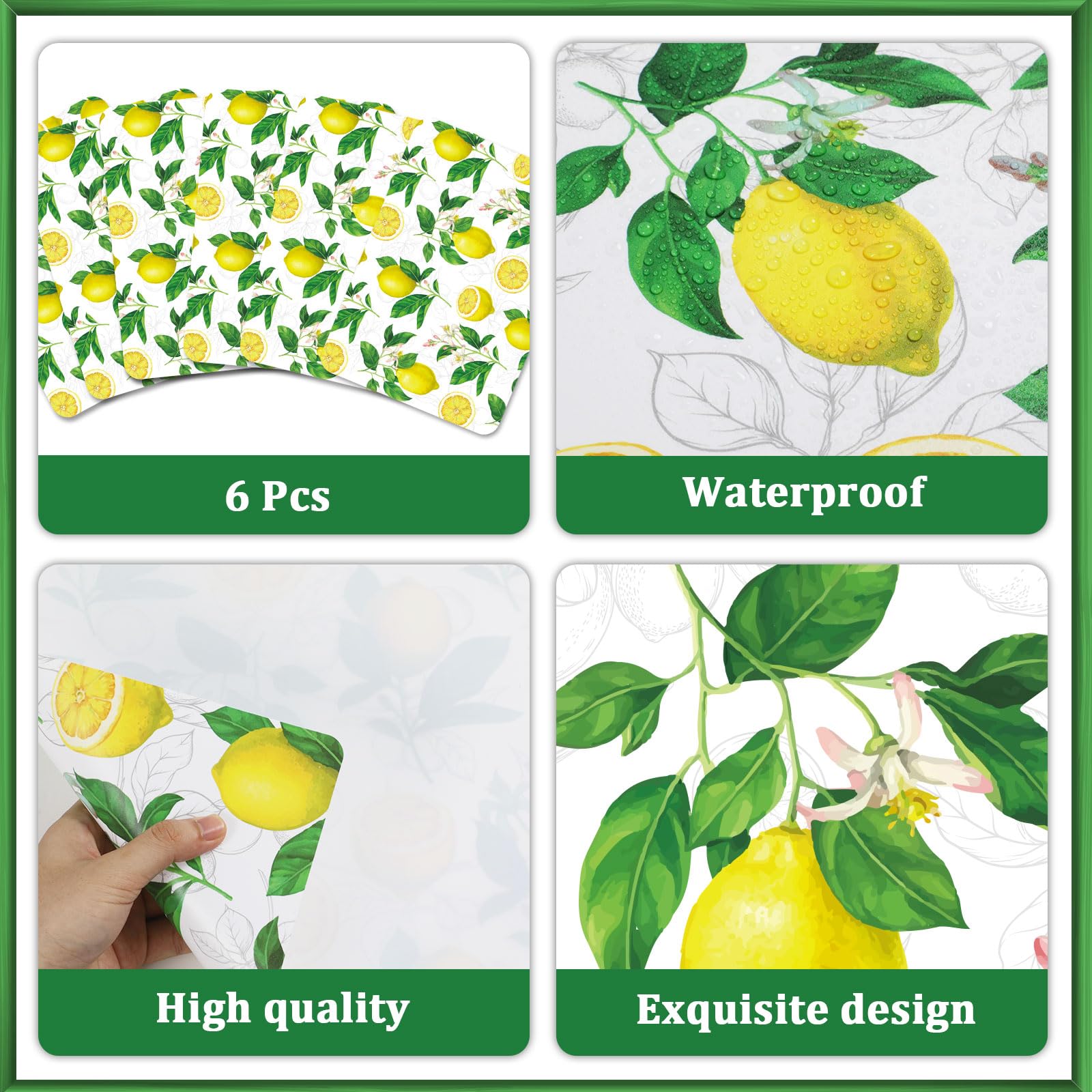 Lemon Placemats Set Of 6 Summer Plastic Table Mats Yellow Lemonade Theme Place Mats Washable Vinyl Rustic Holiday Table Decorati