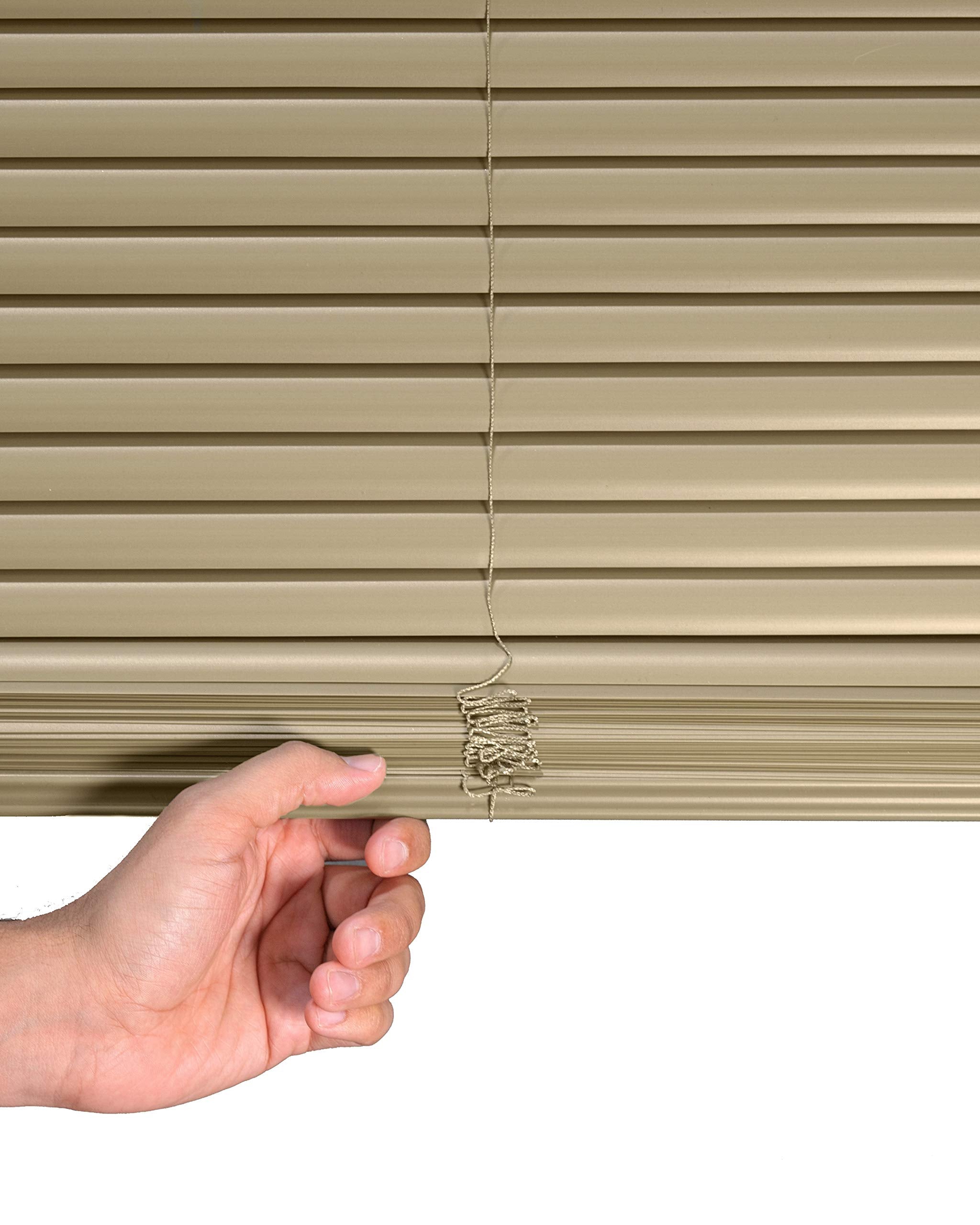 CHICOLOGY Mini Blinds for Indoor Windows - 24W x 72H, Cappuccino Horizontal Vinyl Blinds | Cordless | Easy to Install | Sleek Lo