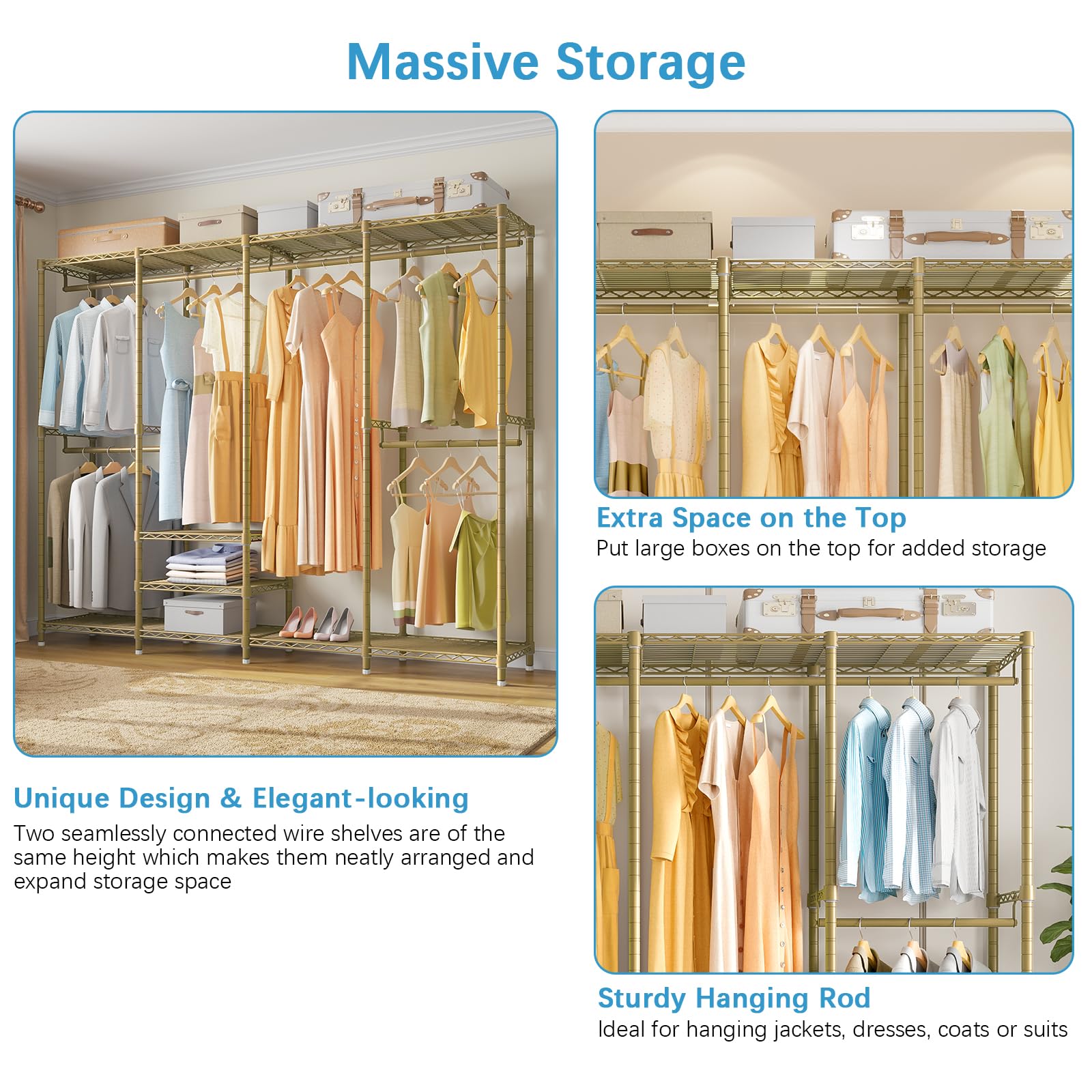 Vipek V40 Wire Garment Rack Heavy Duty Clothes Rack For Hanging Clothes, Multi-Functional Metal Clothing Rack Bedroom Freestandi