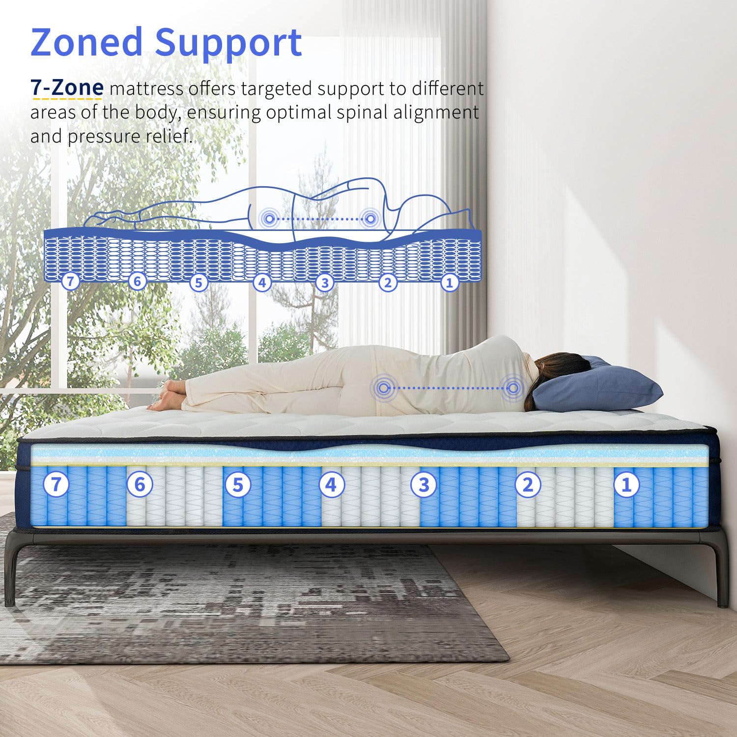 Nisleep Queen Mattress, 10 Inch Pillow Top Mattress In A Box, Medium Firm Fiberglass-Free, Soft Breathable Pressure Relief Memor