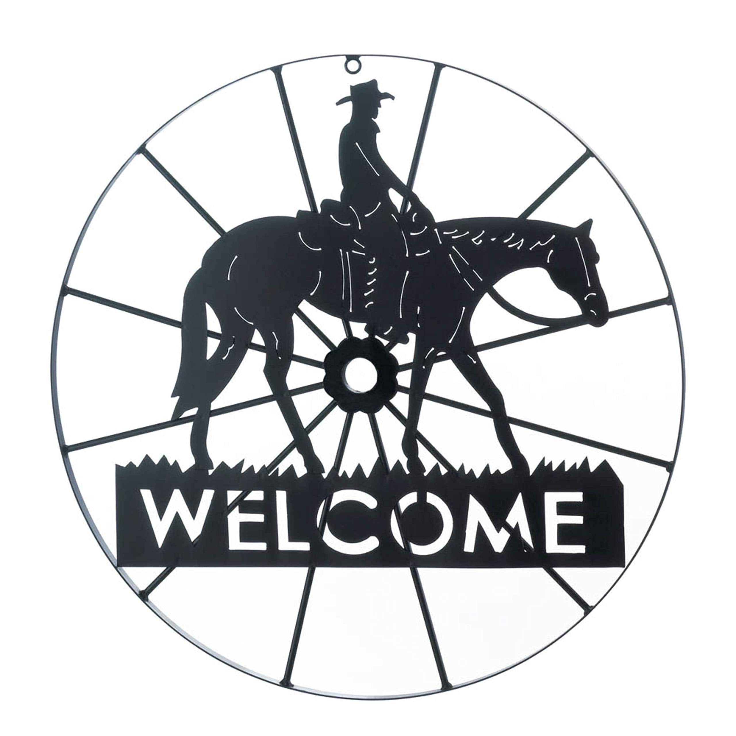 Cowboy Welcome Wheel Sign 23.75x0.75x23.75
