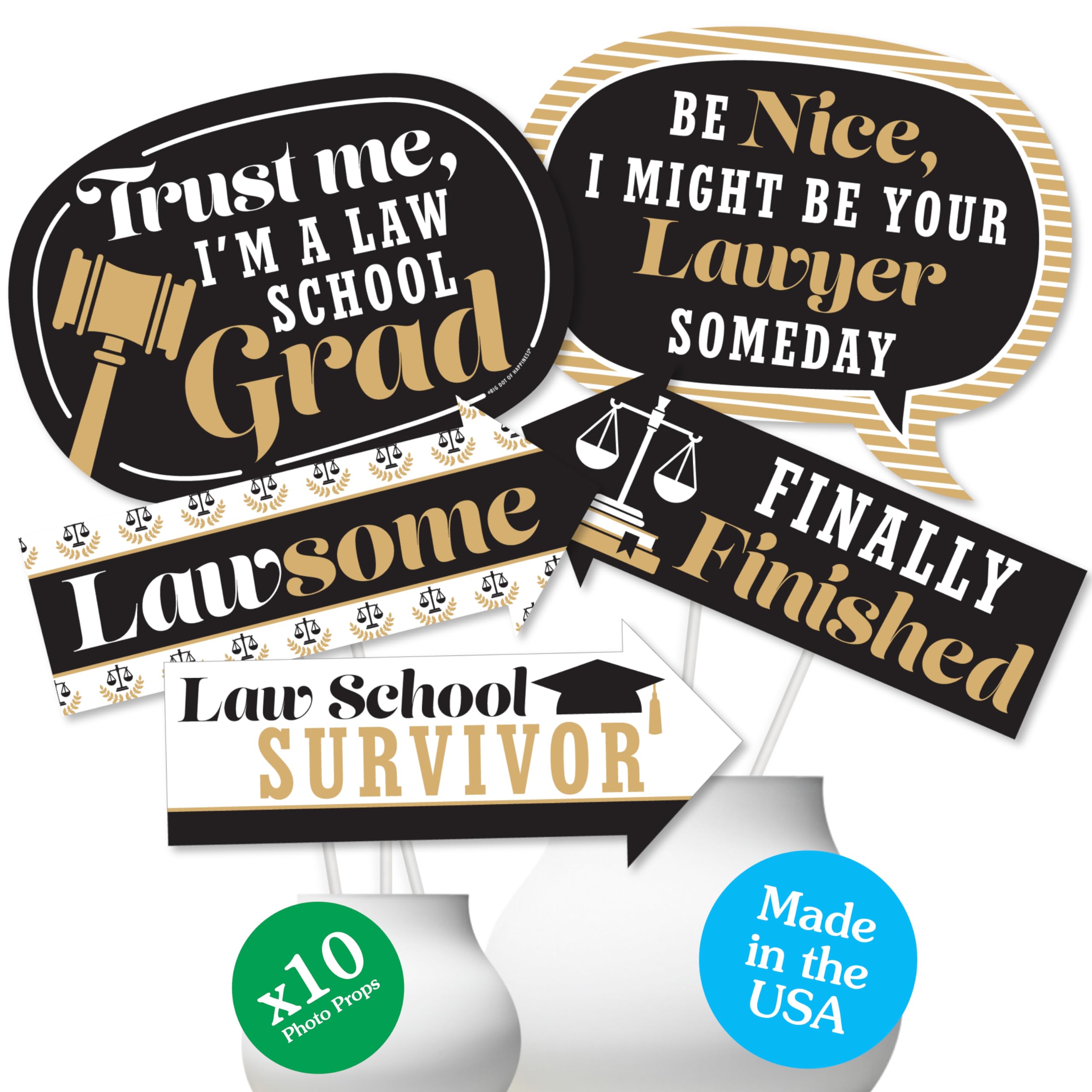 Big Dot Of Happiness Funny Law School Grad - Future Lawyer Graduation Party Photo Booth Props Kit - 10 Piece