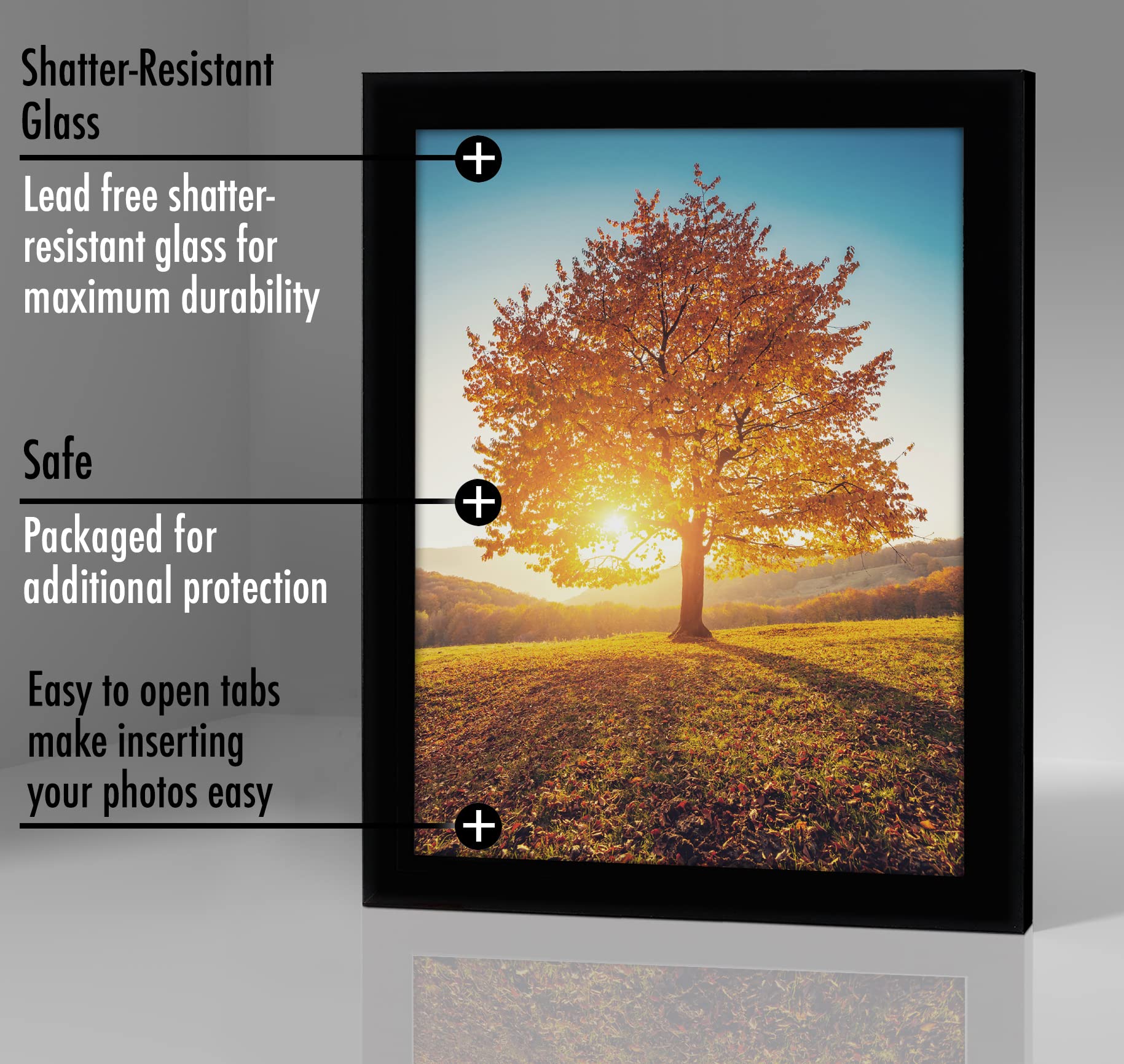 Americanflat 8x10 Picture Frame with Shatter-Resistant Glass - Signature Collection - Gallery-Style Frames Made of Engineered Wo