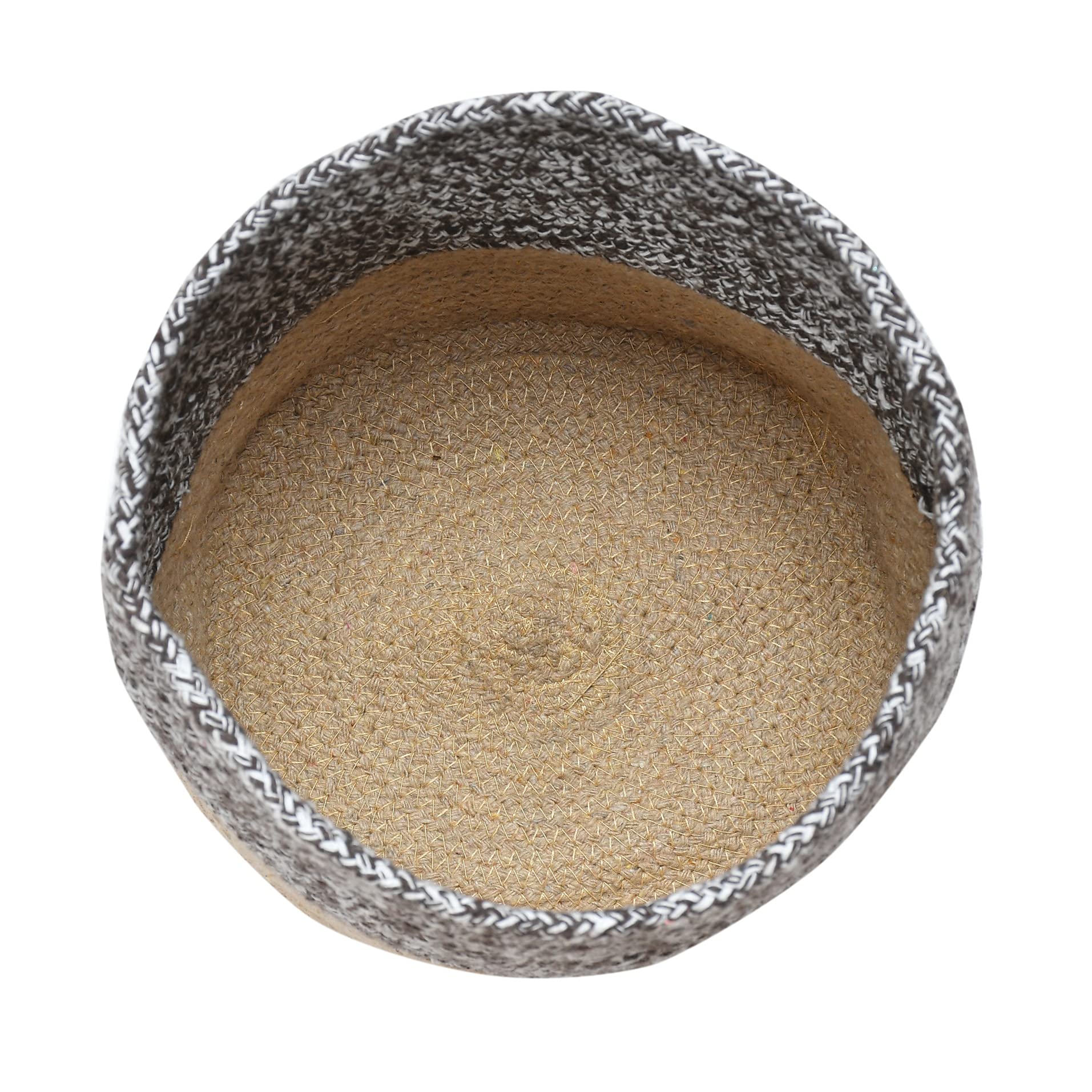 Lavichitra Braided Cotton Baskets | Storage Bins Organizer | Laundry, Toys & Planter Basket- Set Of 3 (6,8,10 Inch), Coffee