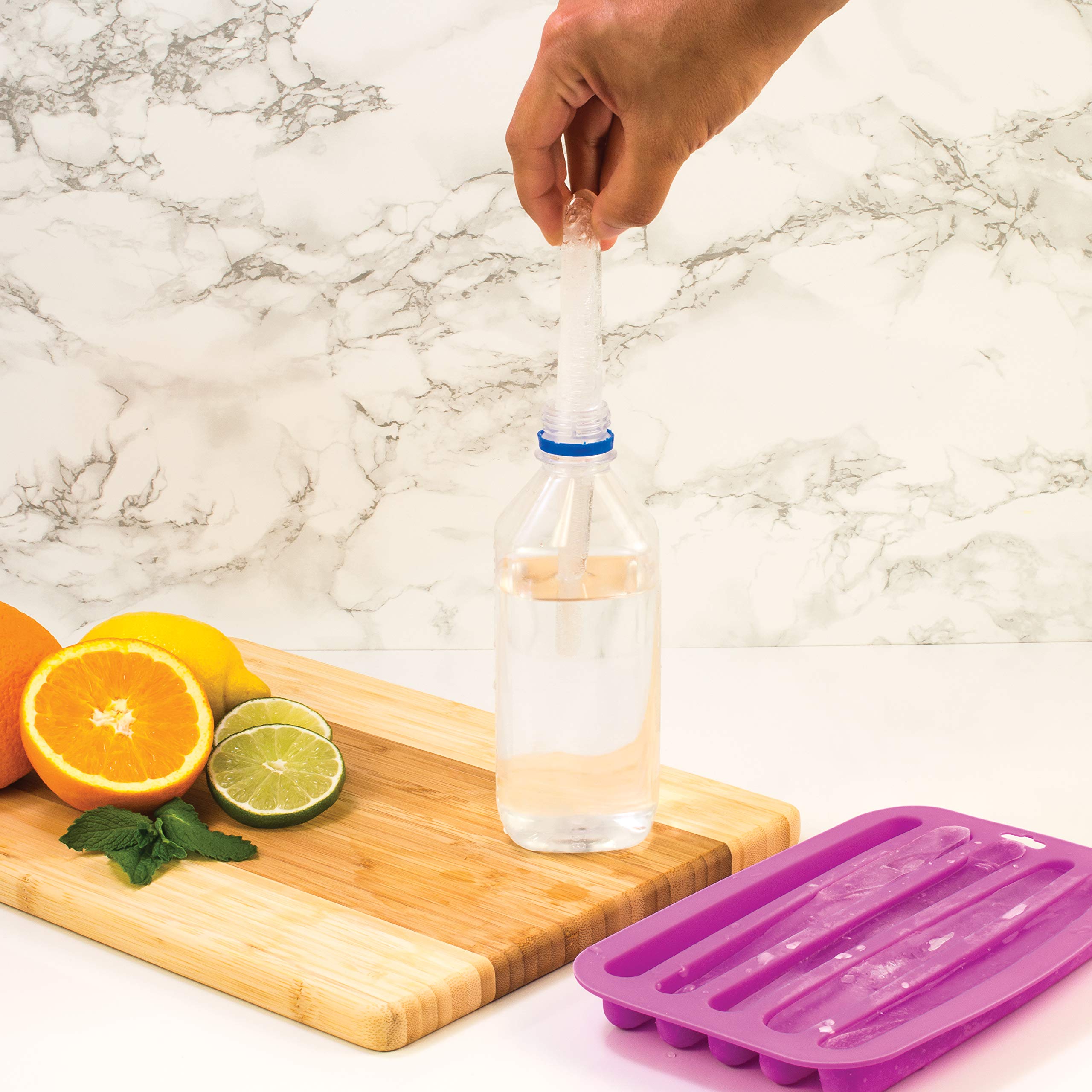 Hic Kitchen Silicone Water Bottle Ice Sticks Tray, Chocolate Candy Baking Craft Mold, Non-Stick, Heat-Resistant, Makes 5 Ice Sti