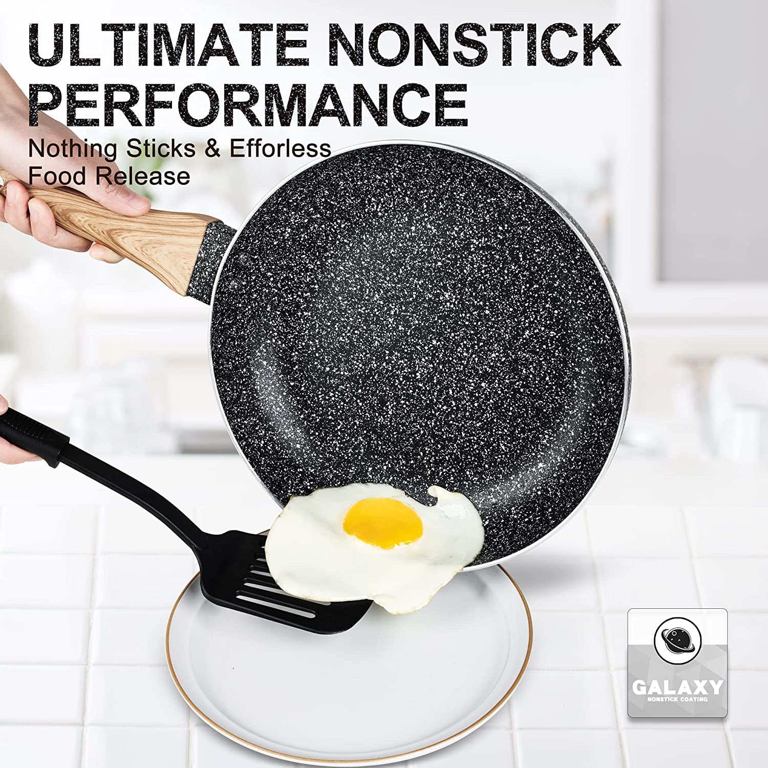 MICHELANGELO Frying Pan Set  8''+9.5''+11'' Stone Frying Pans With 100% APEO & PFOA-Free Stone Coating  Fry Pan Set Bakelite Handle  Nonstick Frying Pans  Nonstick Pans Set  Stone Skillets 3 Piece