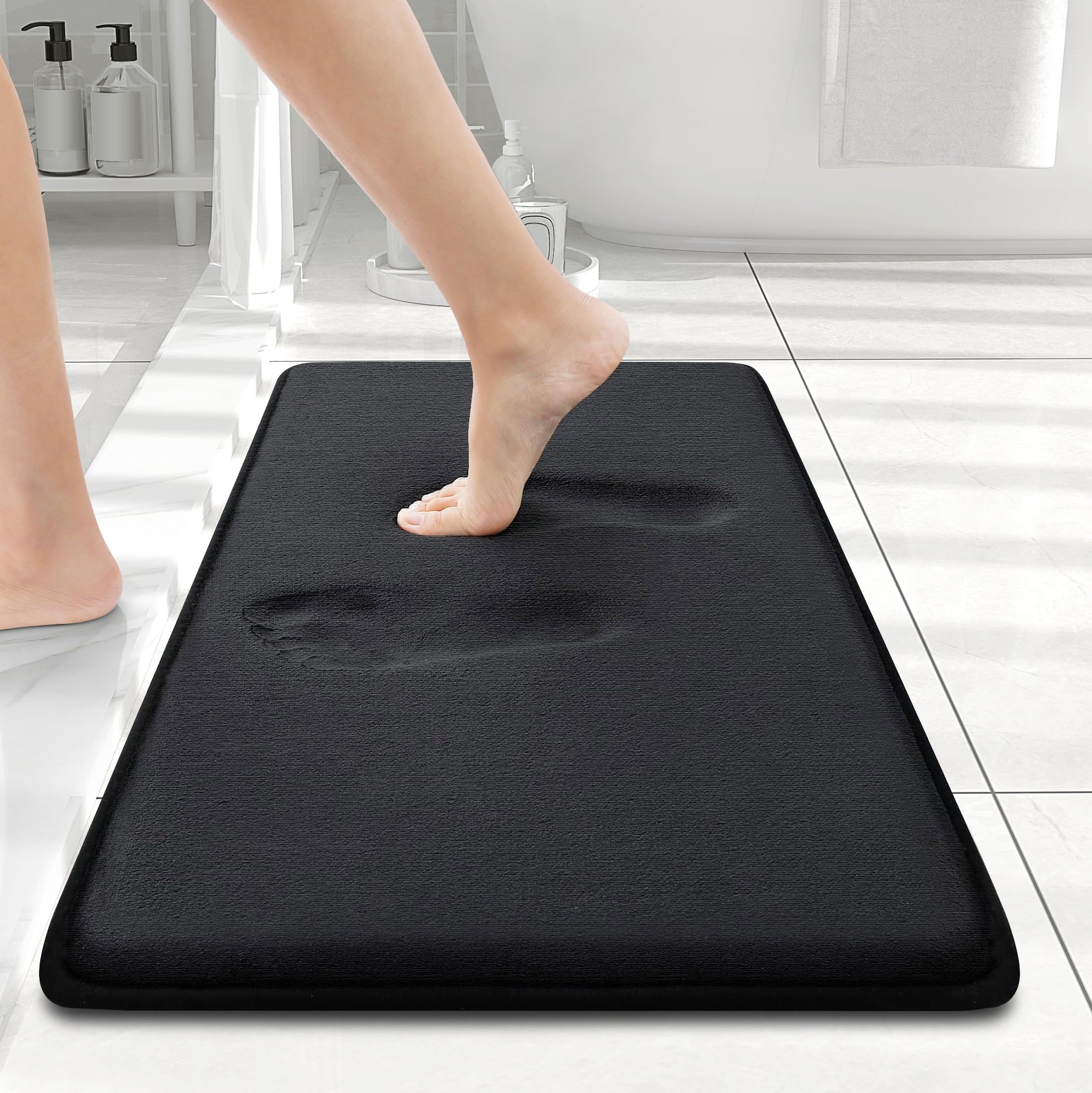 Smiry Memory Foam Toilet Rugs U-Shaped 24x20, Extra Soft Absorbent Non-Slip Contour Bathroom Rugs, Machine Washable Bath Mats fo