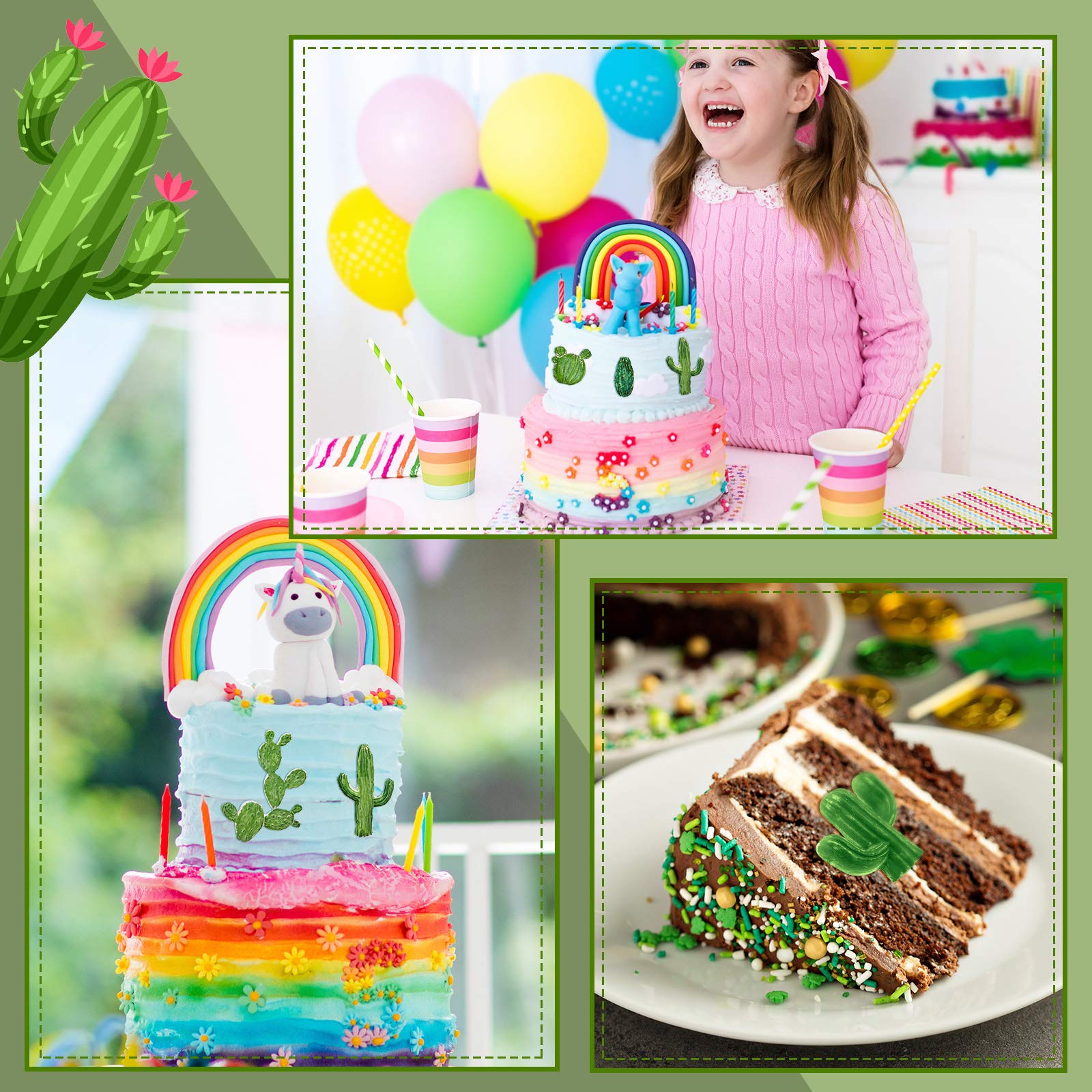 3 Pieces Cactus Silicone Fondant Moulds Cacti Hawaiian Cake Moulds Set For Making Sugar Chocolate Candy Gum Paste Cupcake Cake D