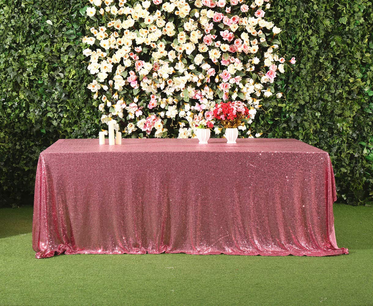 Squarepie Sequin Tablecloth Rectangular 90 X 156 Inch Fuchsia Pink Reflect Lights Bling Sparkly Table Linen For Wedding Party