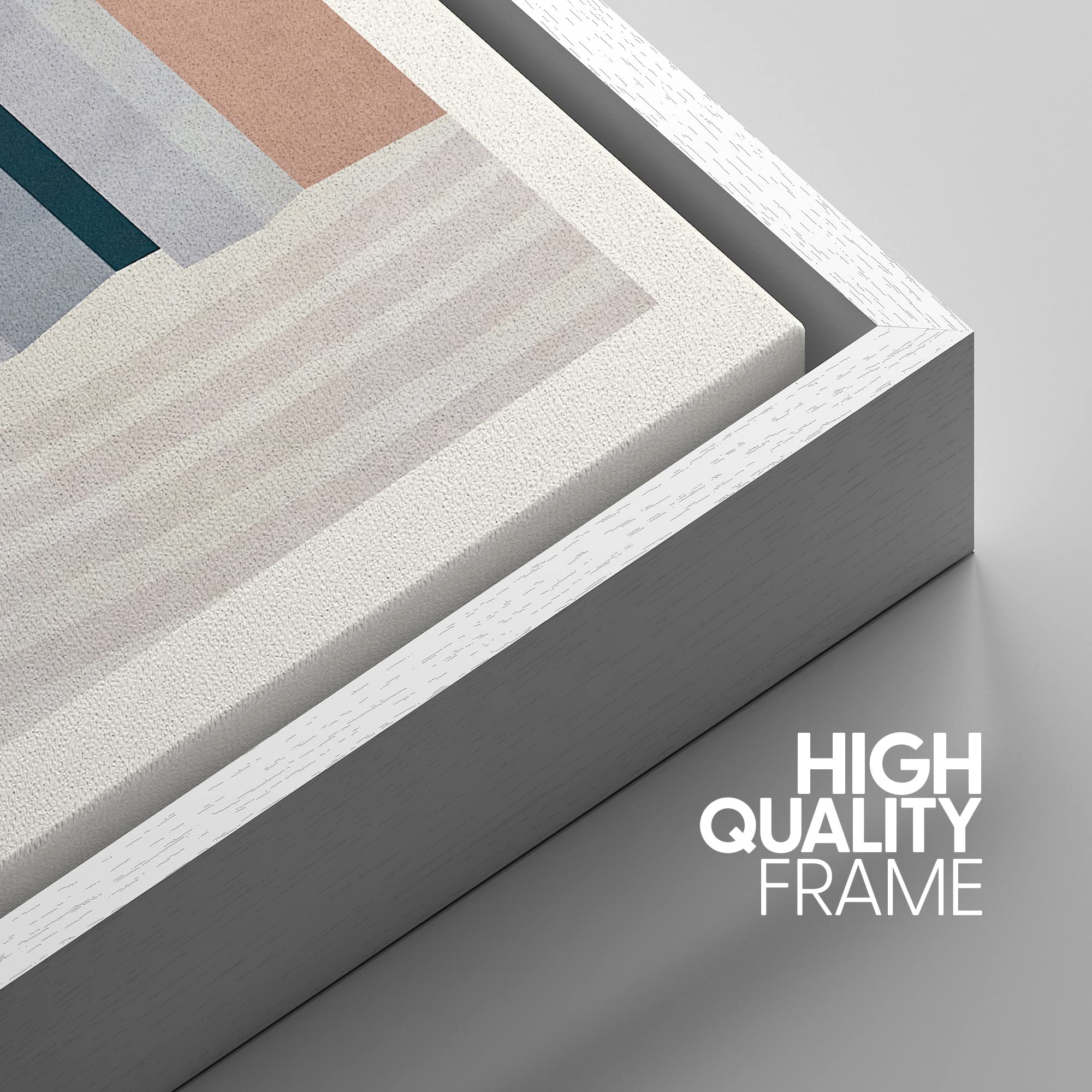 NWT Framed Canvas Print Wall Art Morandi Colour Illustrations Arch View Terrace Exterior & Palm Leaf Geometric Shapes Illustrations Mid-Century Modern for Living Room  Bedroom  Office - 24''x36'' White