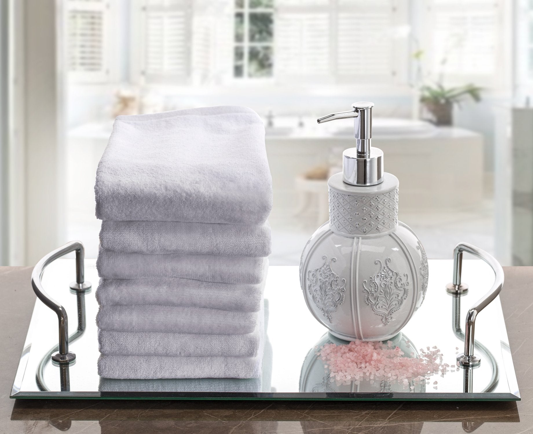 Creative Scents Cotton Fingertip Towel Set - 4 Pack - 11 X 18 Inches Decorative Extra-Absorbent And Soft Terry, Small White Hand