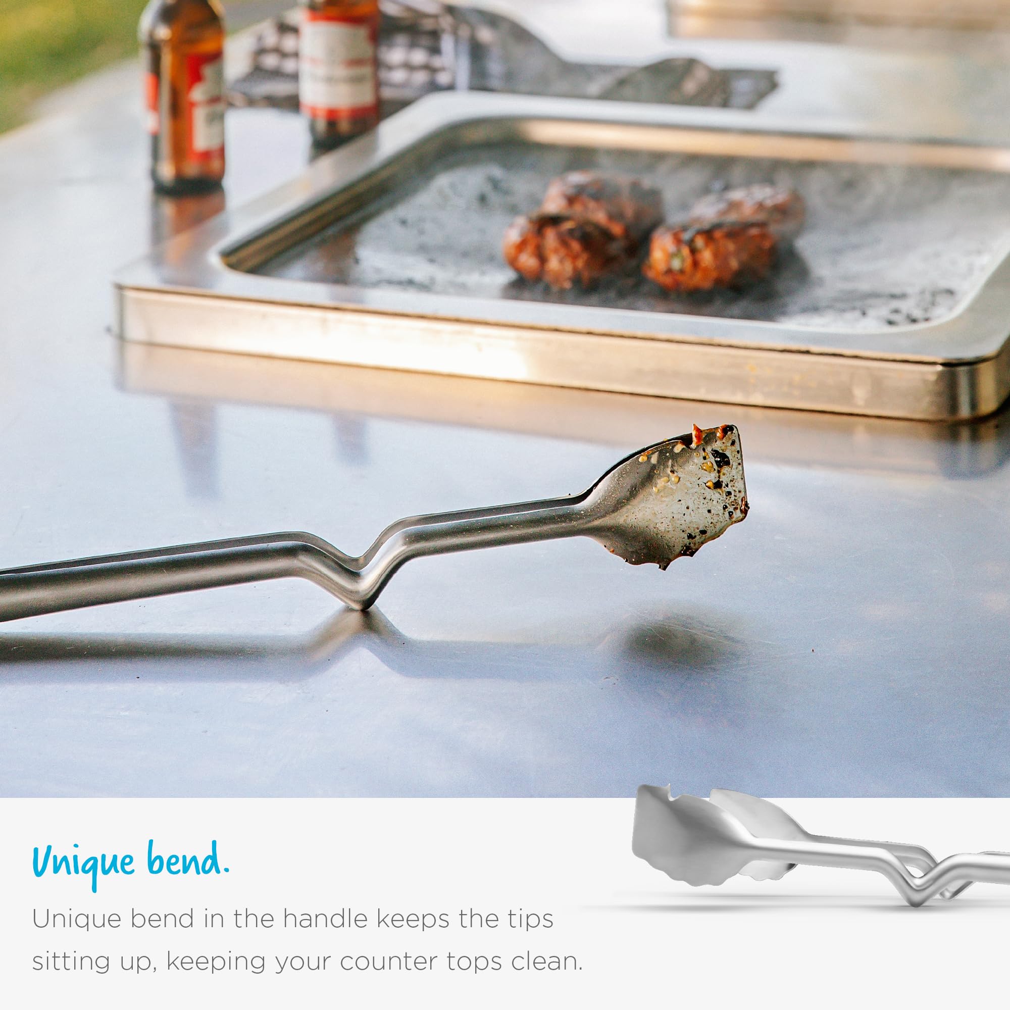 Dreamfarm Bbq Clongs | Click Lock Durable Stainless-Steel Barbecue Tongs | 15.6 Inches