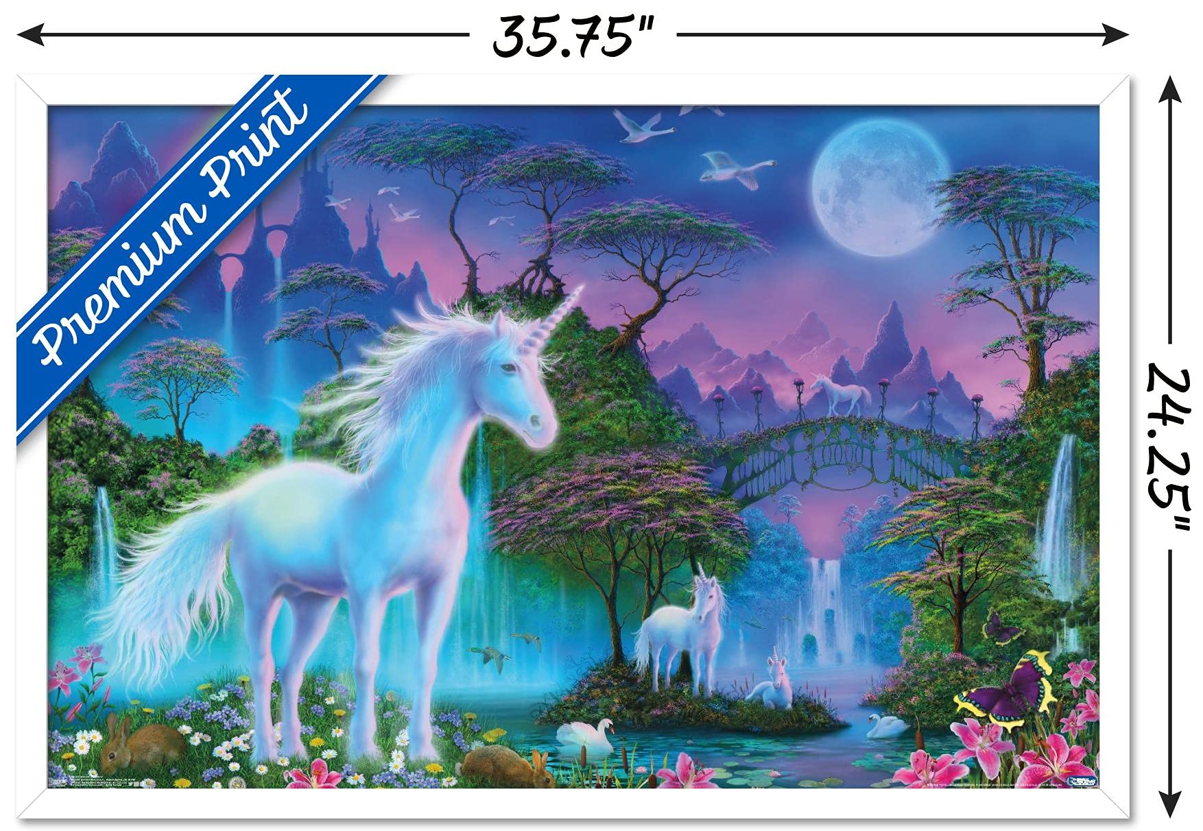 Trends International Unicorn Meadow Wall Poster, 22.375'' X 34'', White Framed Version