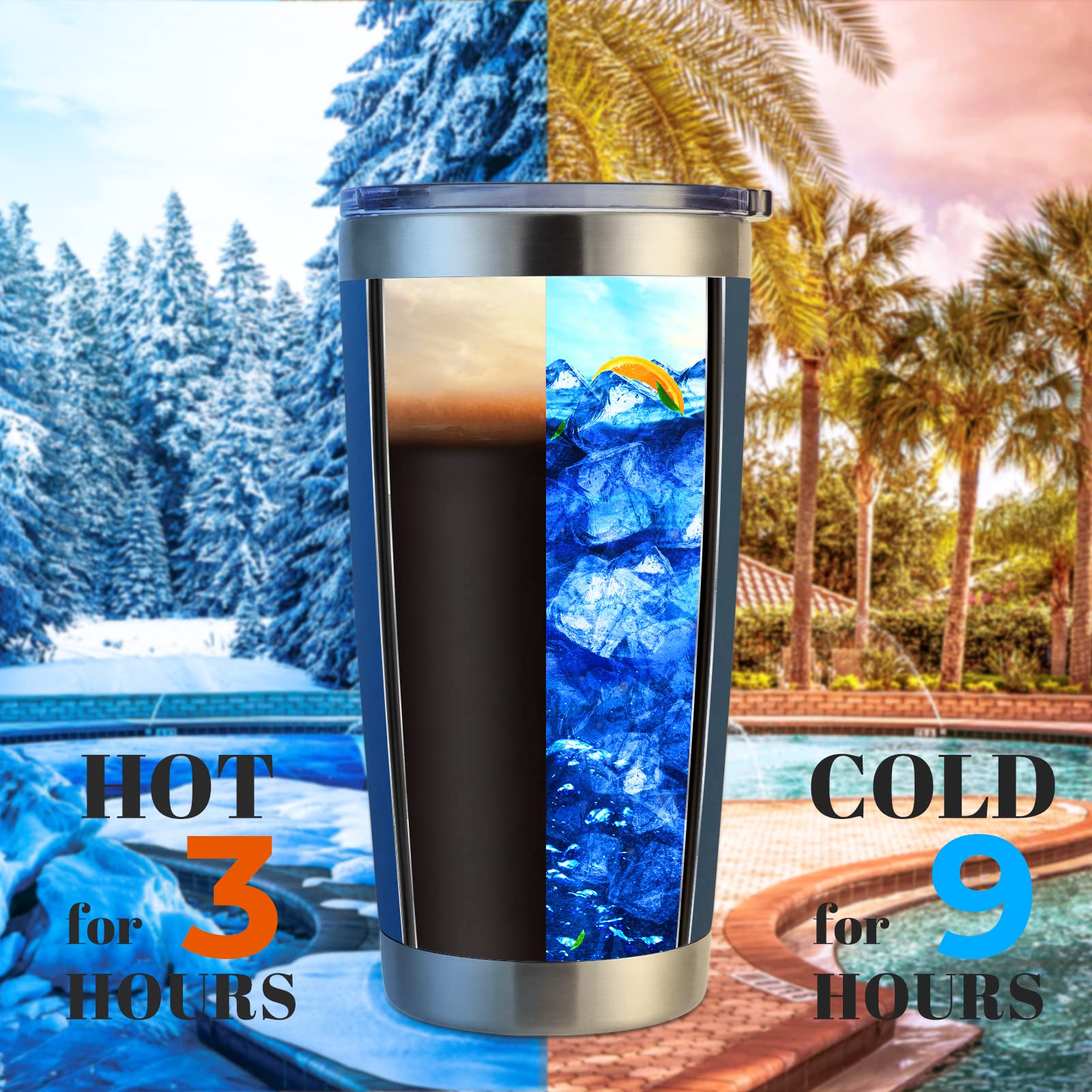Domicare 20Oz Stainless Steel Tumbler Bulk With Lid, Double Wall Vacuum Insulated Travel Mug, Powder Coated Coffee Cup, Dark Blu