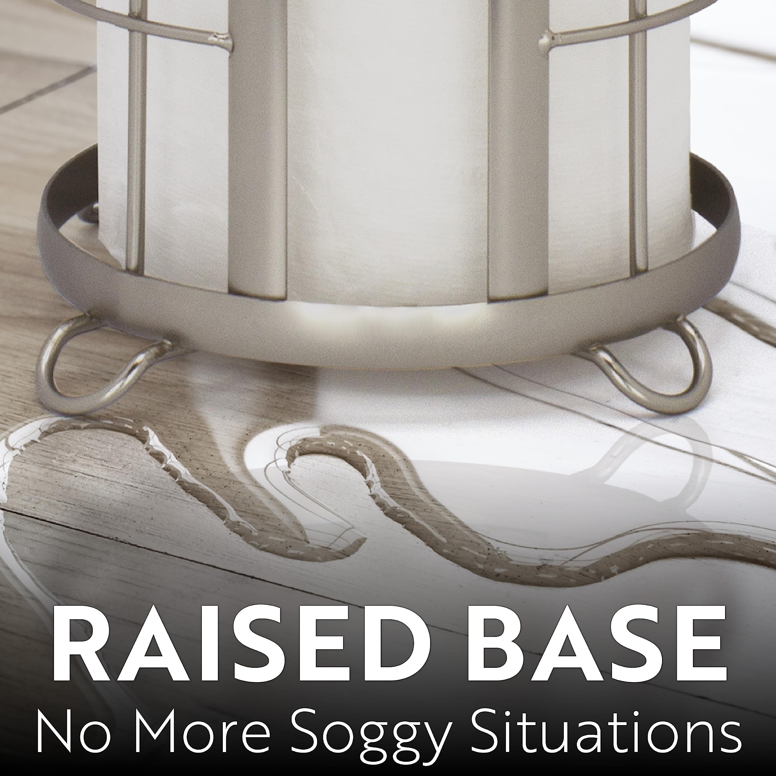 Brookstone, Nickel Toilet Paper Holder, Freestanding Bathroom Tissue Organizer, Minimalistic Storage Solution, Modern & Stylish