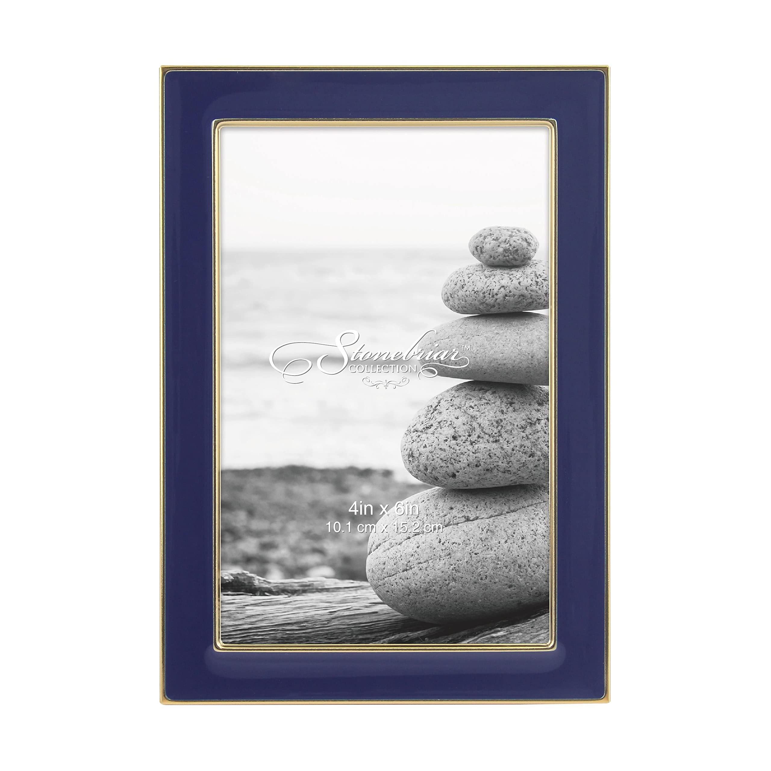 Stonebriar Decorative Epoxy Photo Frame for Table Top or Wall Hanging Display, Navy, 4x6