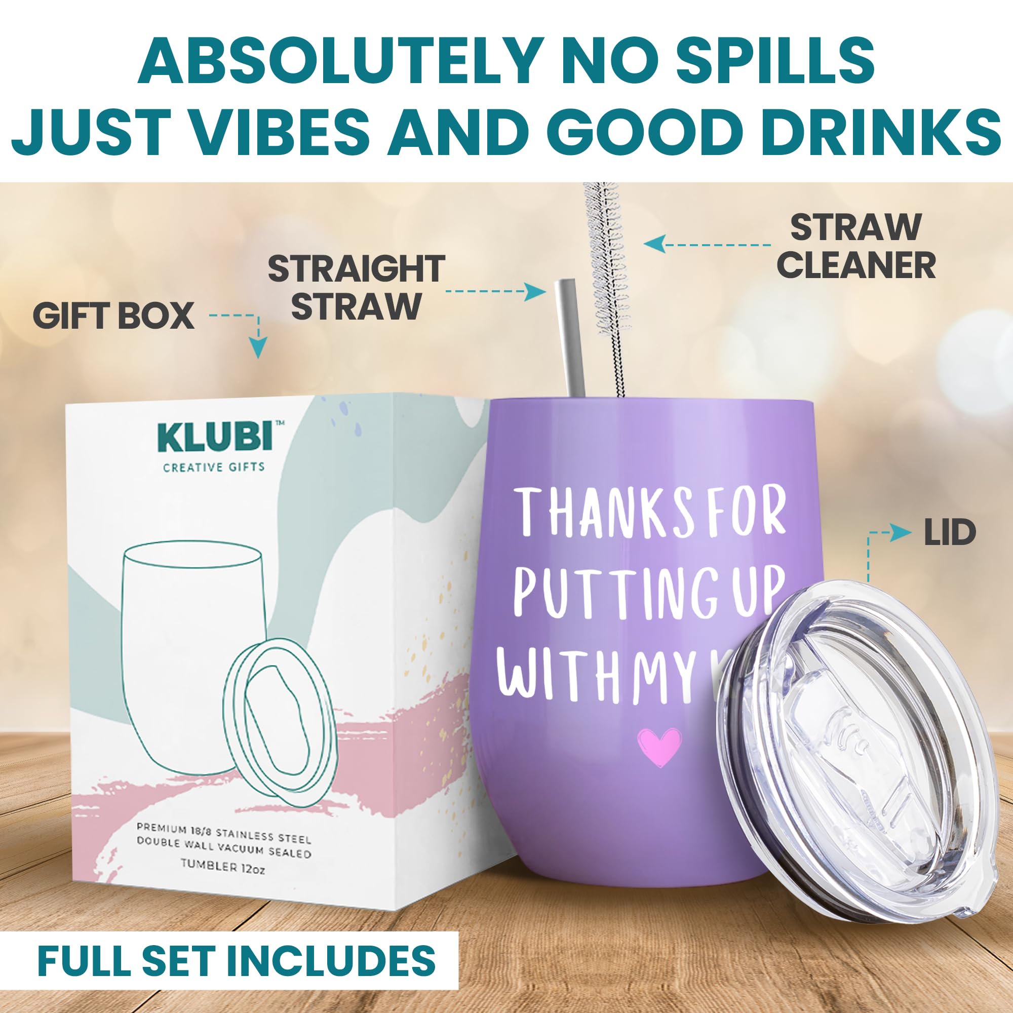 KLUBI Daycare Provider Gifts - Thanks For Putting Up With My Kid Tumbler 12oz Purple Coffee Mug Daycare Teacher Gifts for Teache