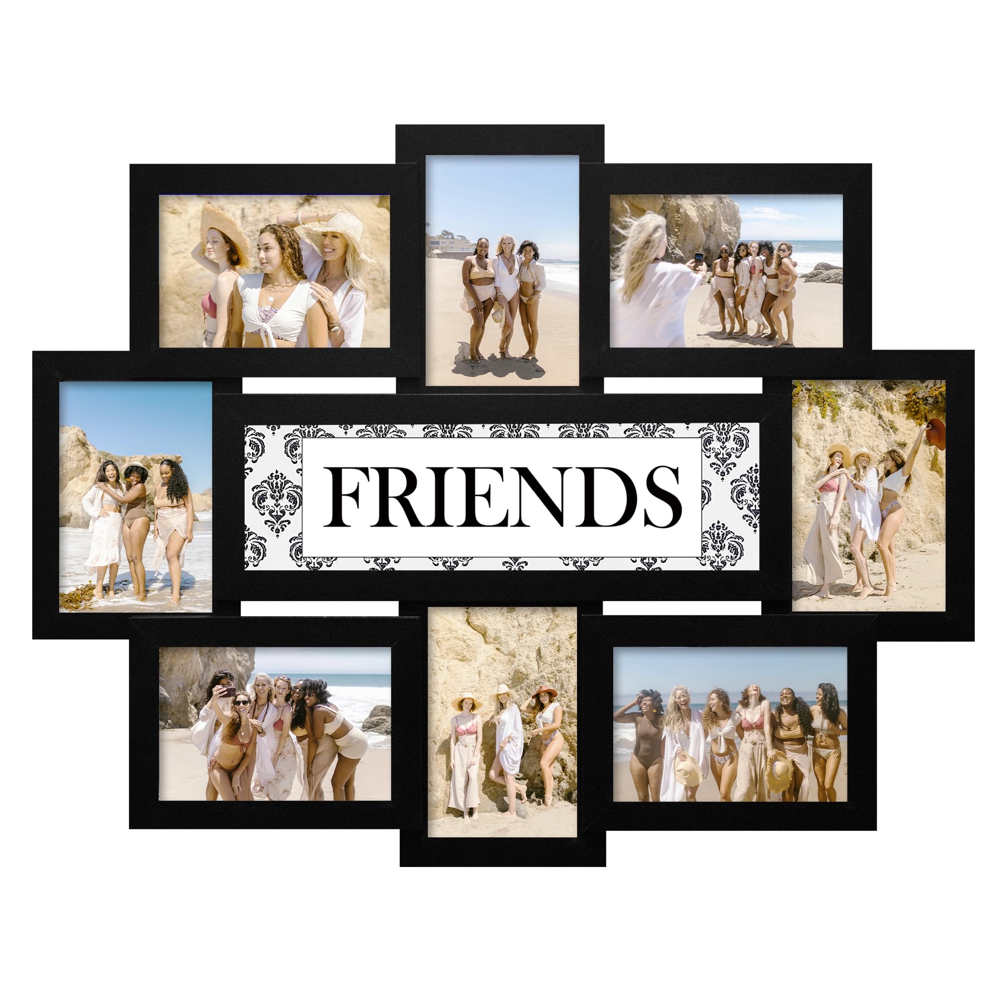 J.M.Deco Friends Reunion 8 Opening Photo Frames, Picture Frames Collage for Wall Decor, Reunion Friends Memory Photo Frame Selfi