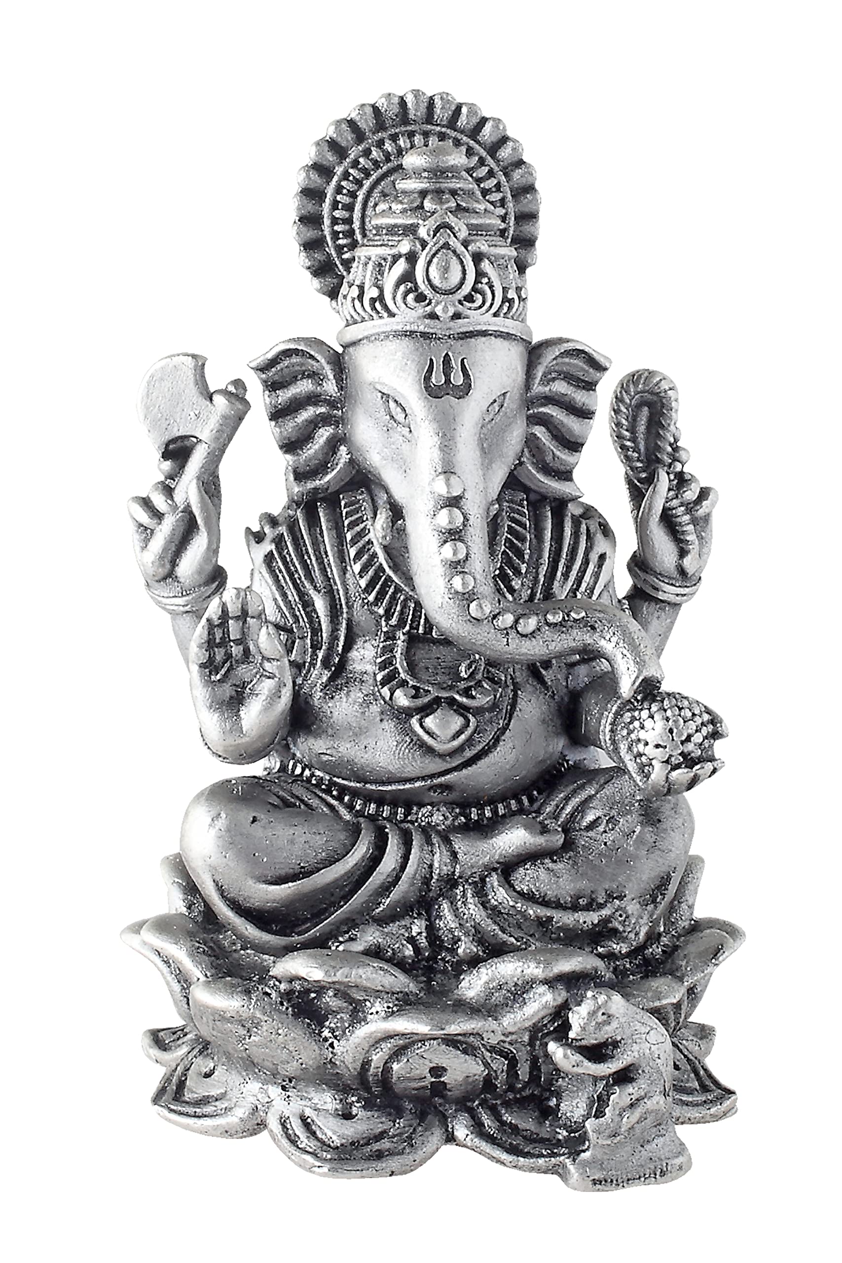 Prd Caratcafe Silver Ganesha Murti For Car,Home & Office Pure 925 Solid Chandi Metal Idol Of Ganesh Ji With Om Symbol Antique Lo