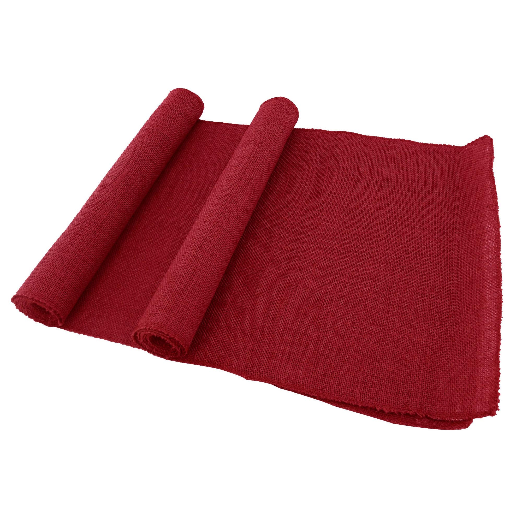 Bamboomn Cranberry 15'' X 88'' Vintage Burlap Table Runner For Rustic Wedding Bridal Shower Bachelorette Graduation Party Table