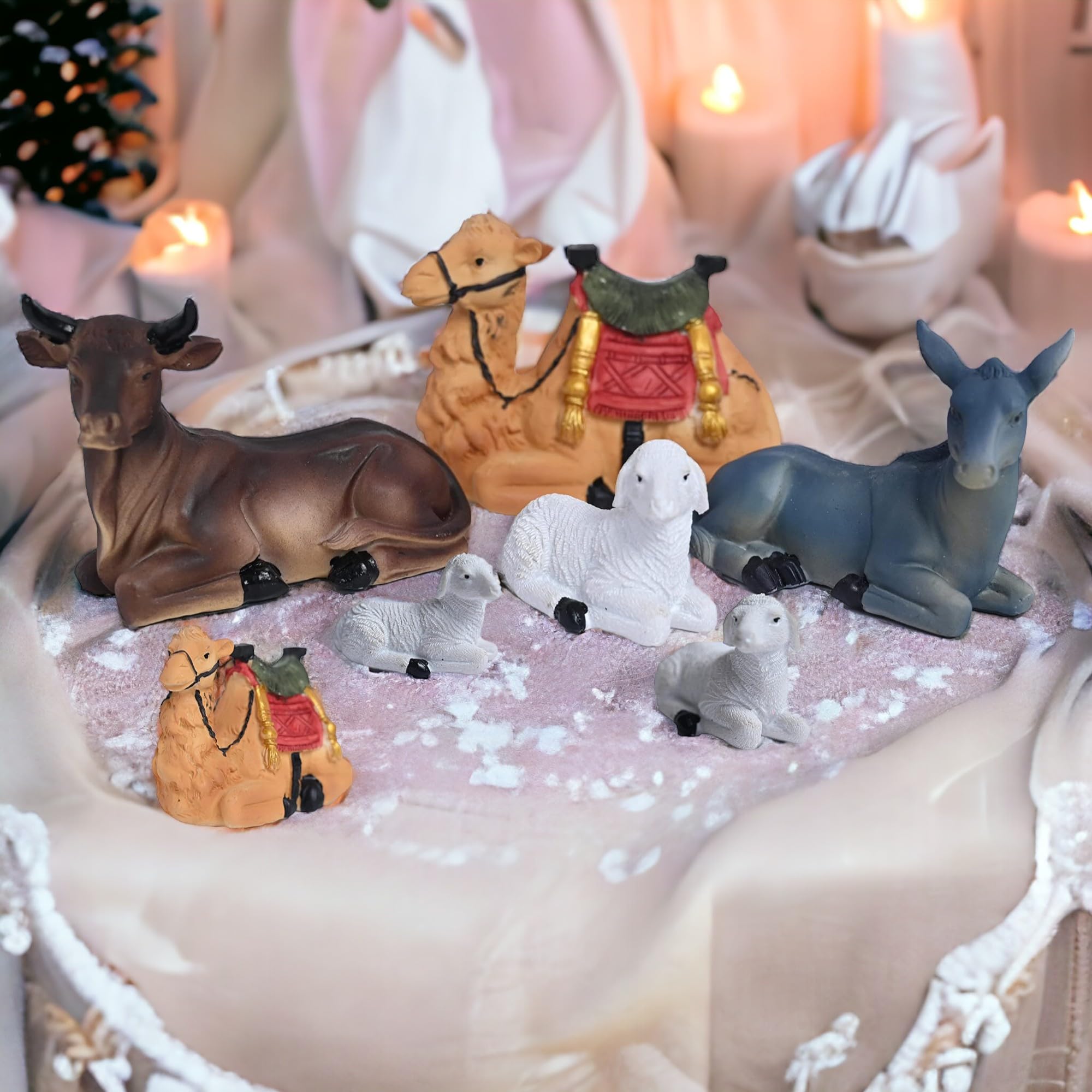 Karighar 7 Pcs (6 Inch )Animals Set For Christmas Nativity Scene/Crib Set Decoration & Various Other Decoration & Gifting. A0071