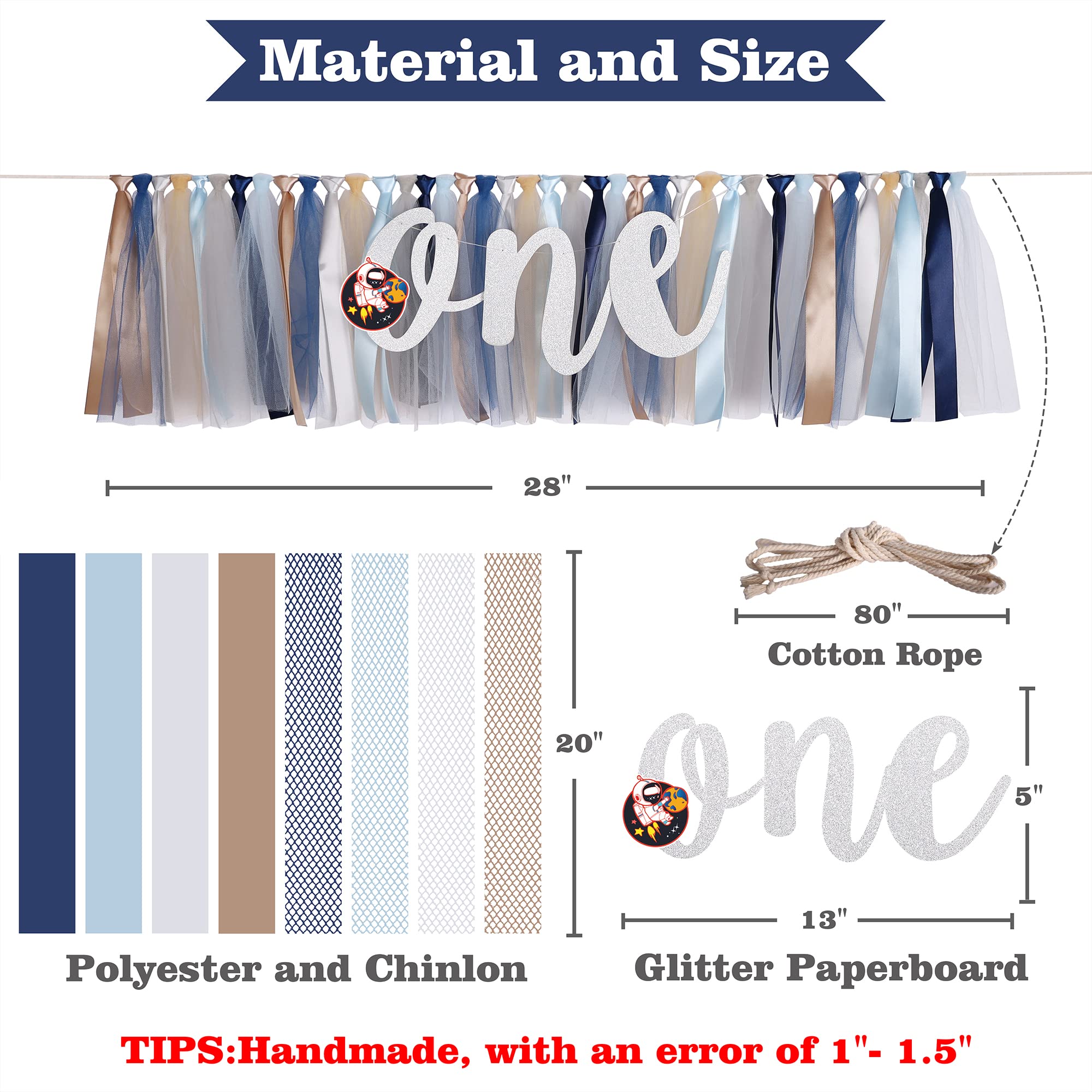 Space Highchair Banner For Baby - First Trip Around The Sun Birthday Decorations, High Chair Fabric Garland, 1St Trip Around The