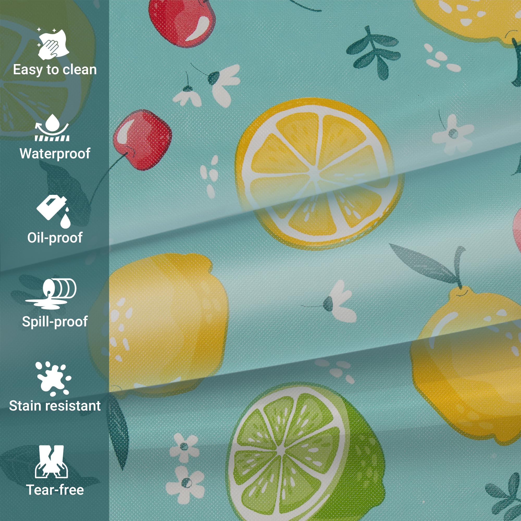 Everyday Luxuries Waterproof Oblong Tablecloth 52 X 70 Inch Stain And Wrinkle Resistant | Decorative 3.6 Gauge Lemons & Cherries