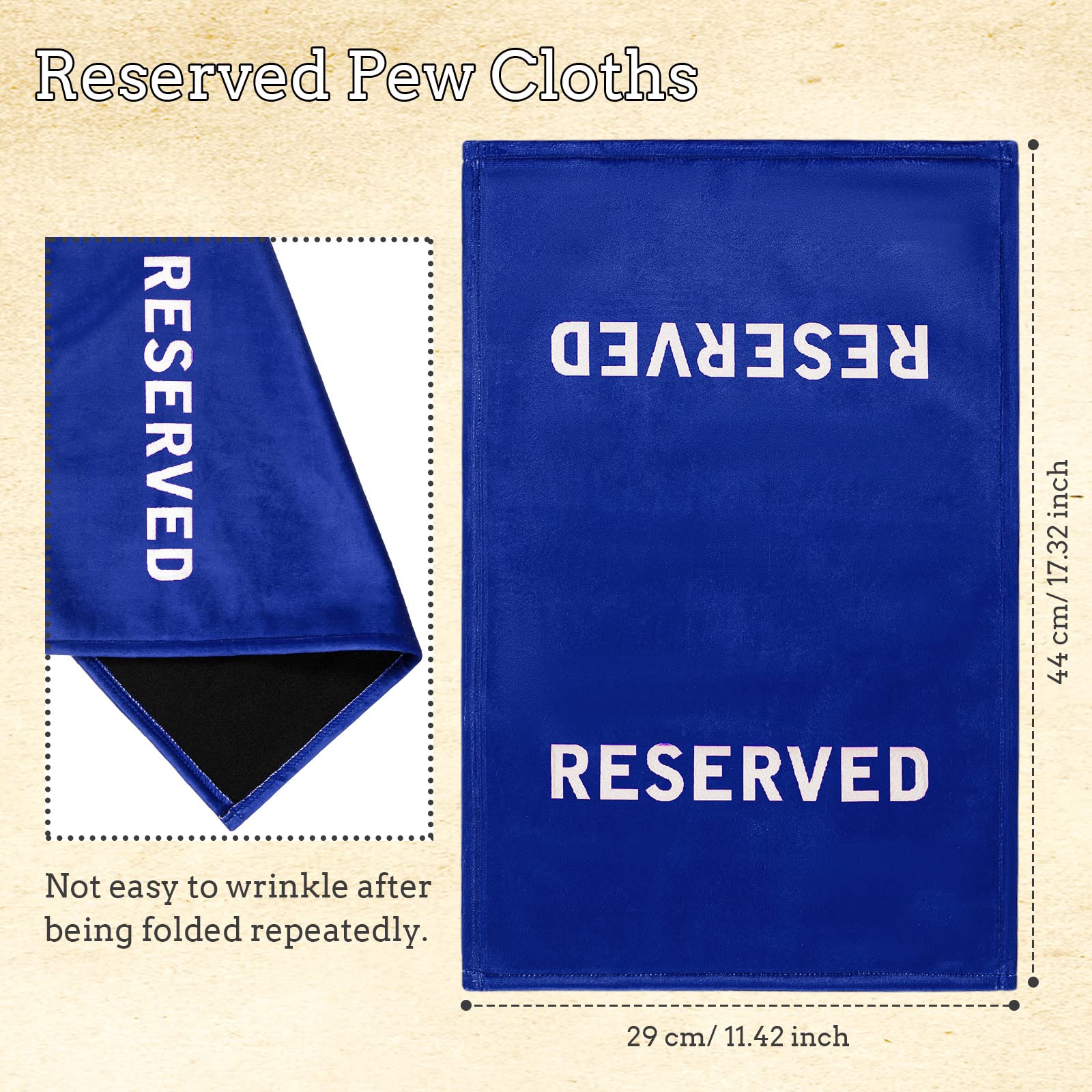 Tudomro Reserved Signs for Pews Chairs Reserved Pew Cloths Seating Signs Placeholder for Church Wedding Seats Decoration(Blue, W