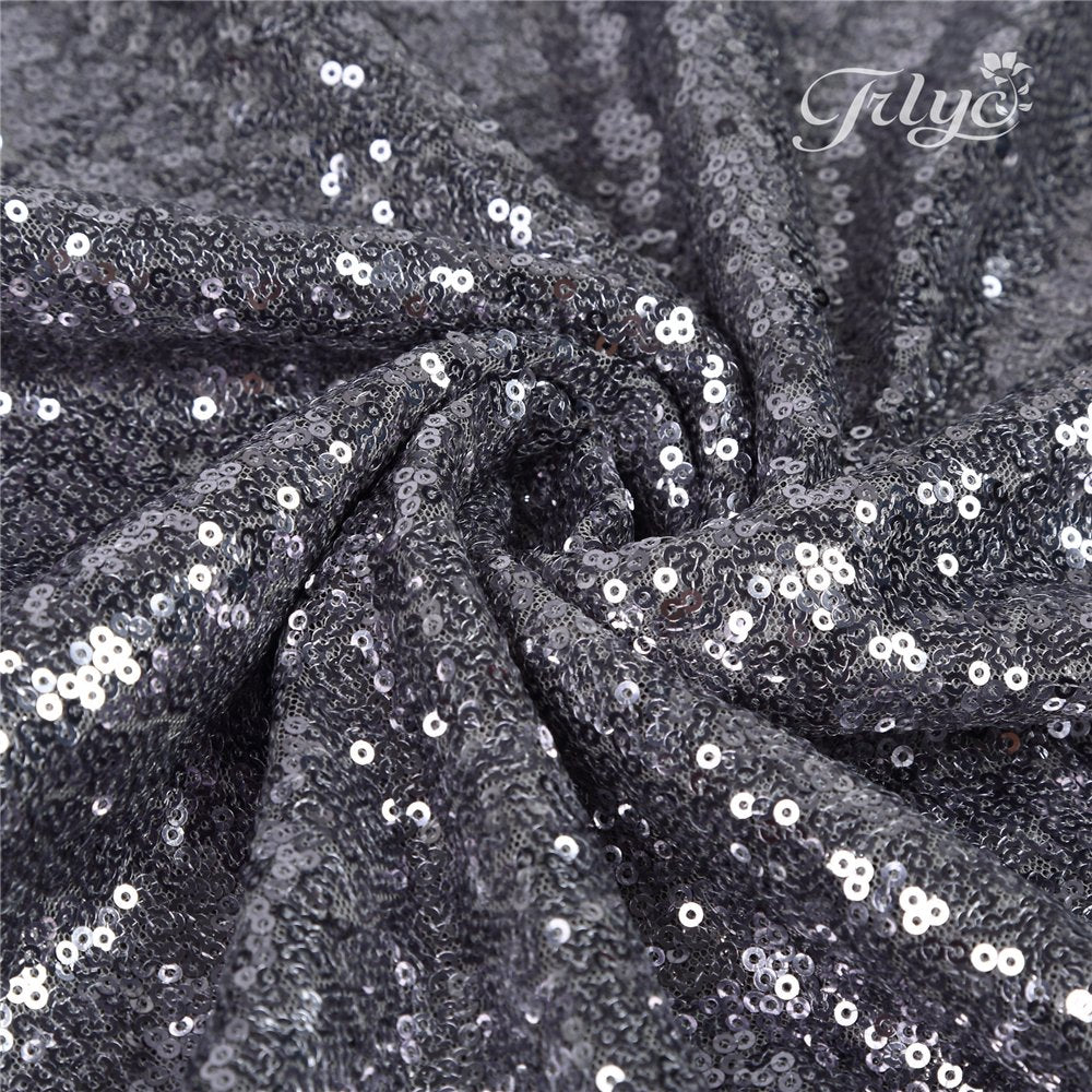 Trlyc Sequin Table Runner - 5 Packs 12X108 Inch Grey Table Runner Glitter Sequin Table Runner For Party Graduation Christmas Hol