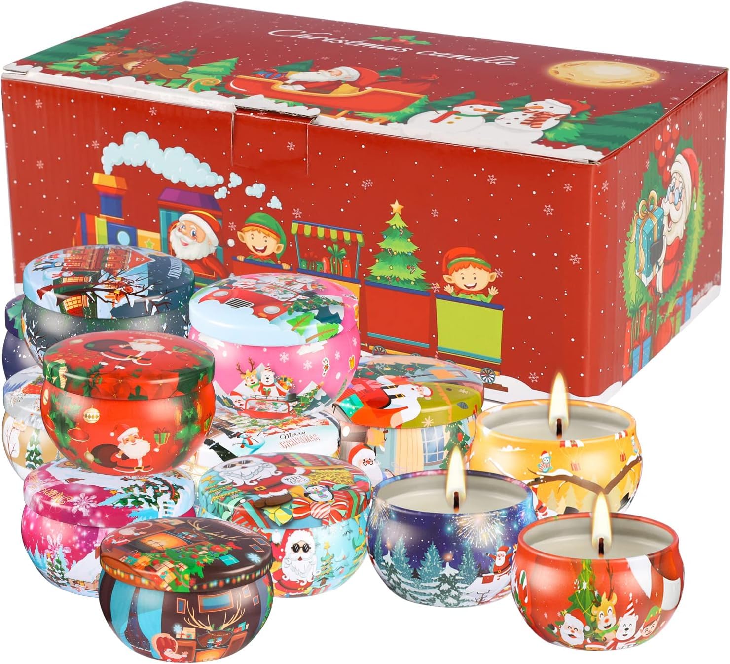 16pcs Christmas Scented Candles Set, 2.5oz Aromatherapy Candles Gift for Women, 16 Fragrances Soy Wax Candle for Christmas Holid