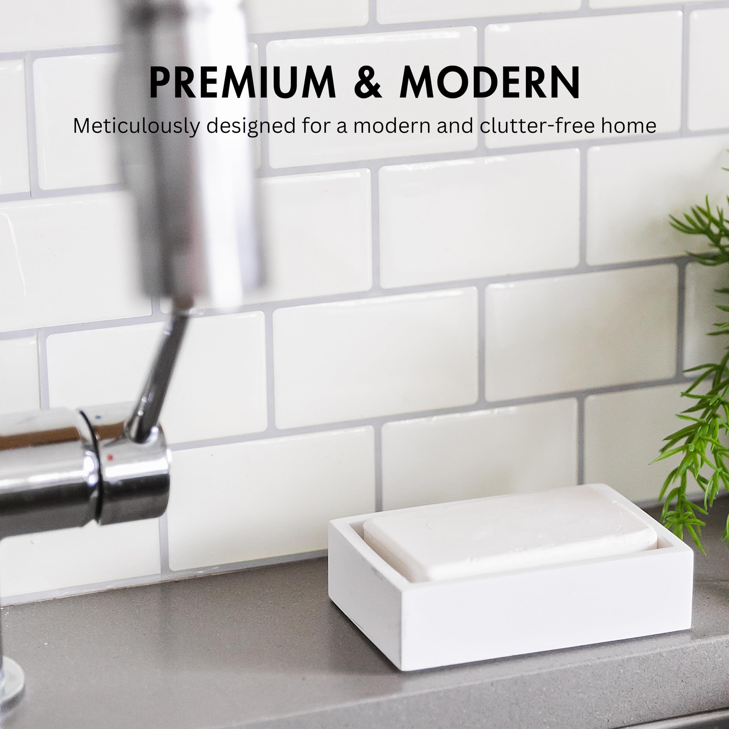 Yew Design - Matte White Square Soap Dish for Bathrooms and Kitchens