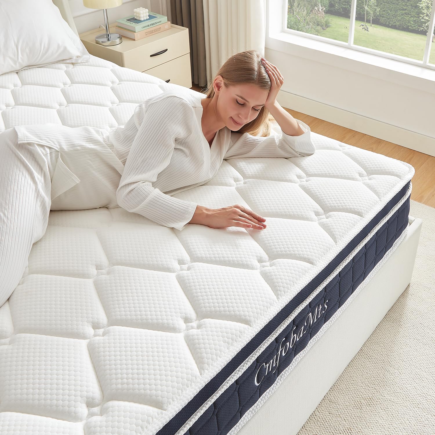 Cmfobamts Twin Mattress, 10 Inch Memory Foam Hybrid Mattress In A Box With Independent Spring For Motion Isolation And Pressure