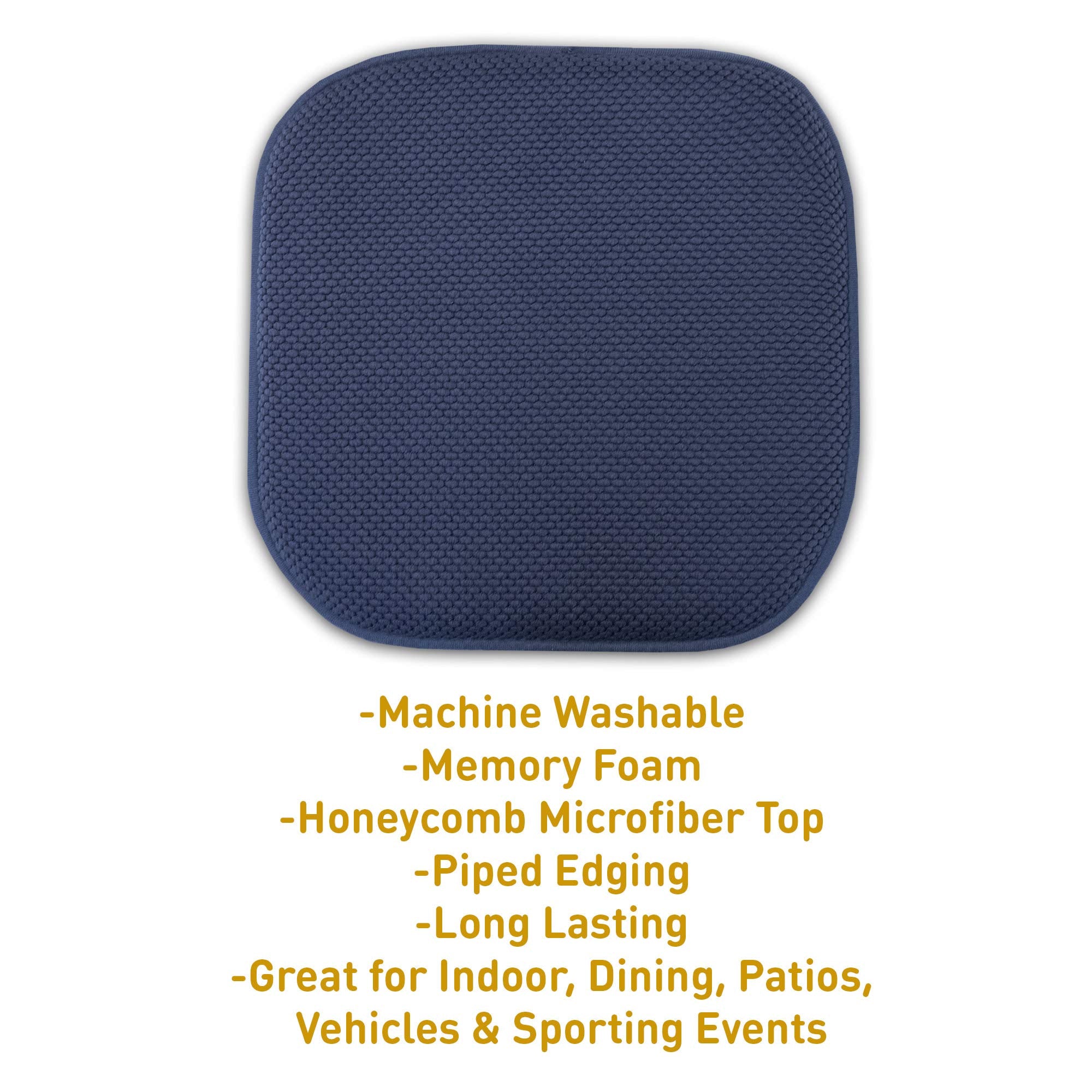 Sweet Home Collection Cushion Memory Foam Chair Pads Honeycomb Nonslip Back Seat Cover 16 X 16 6 Pack Navy Blue
