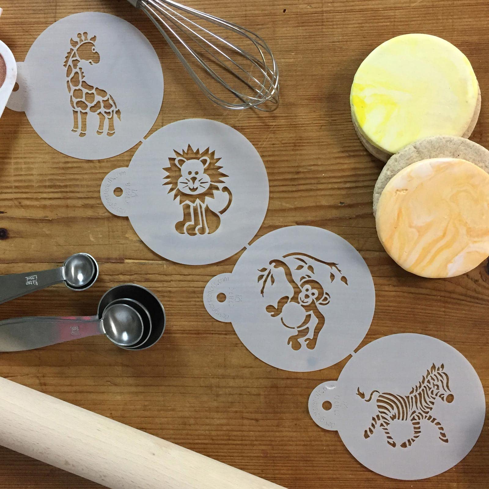Designer Stencils Jungle Animals Cookie, Beige/Semi-Transparent, Fits 3'' Circle
