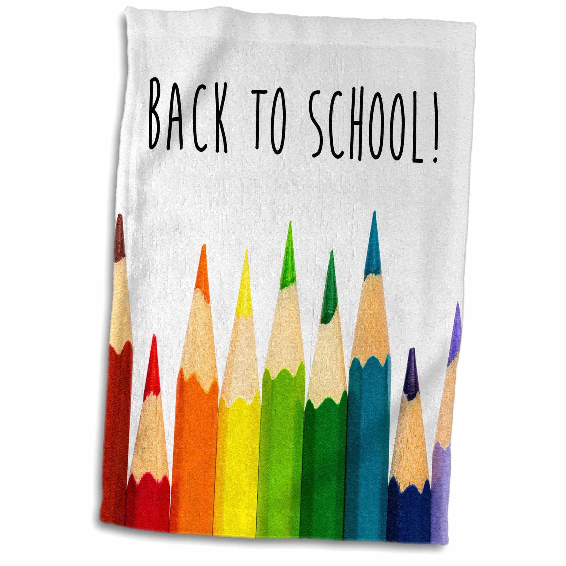3D Rose Back To School Color Pencils Hand Towel, 15'' X 22'', Multicolor