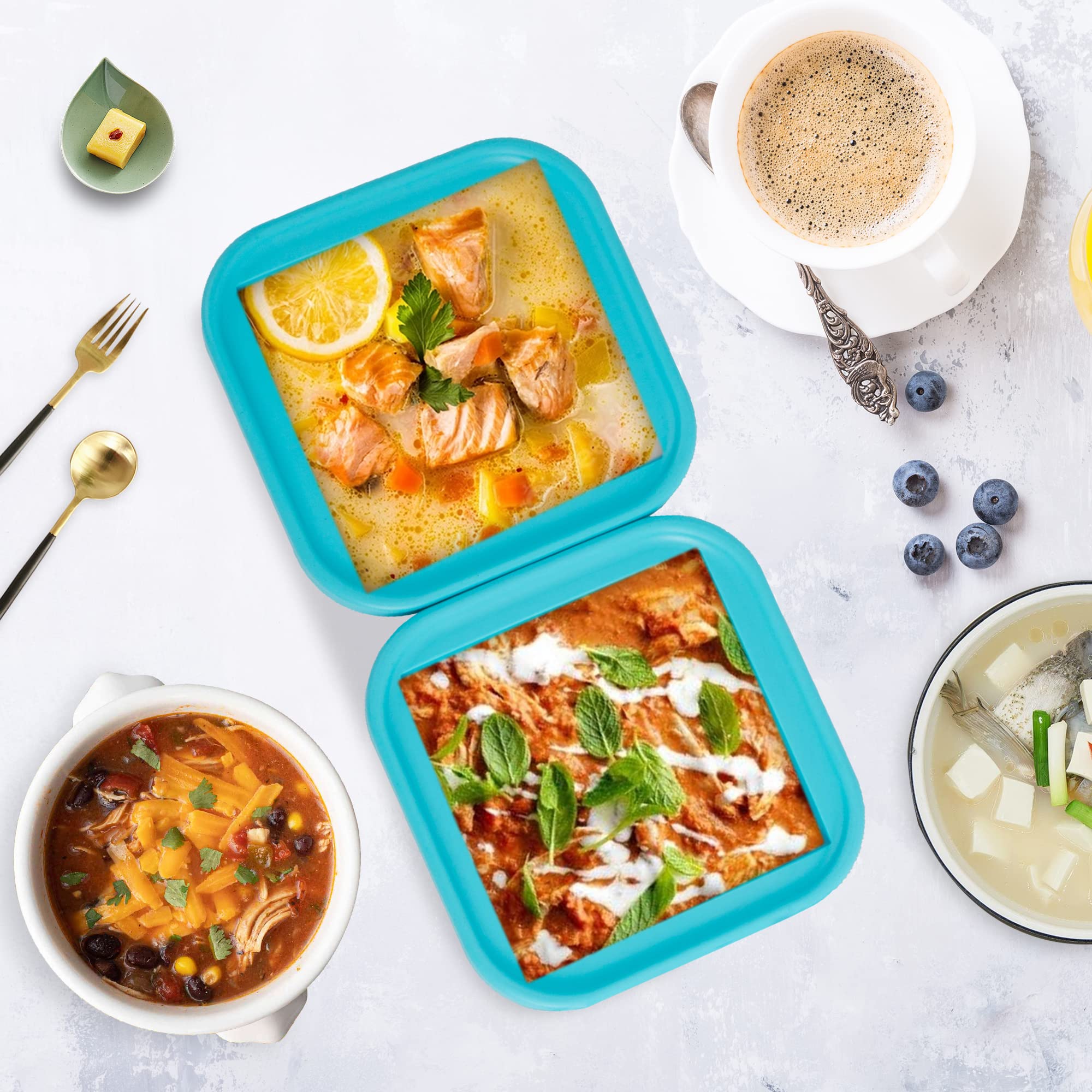 Silicone Freezing Tray With Lid - 2-Cup 4 Pack Freezer Containers,Make 1 Perfect Freezing,Storing Soups, Foods, Stews, Dips Or S