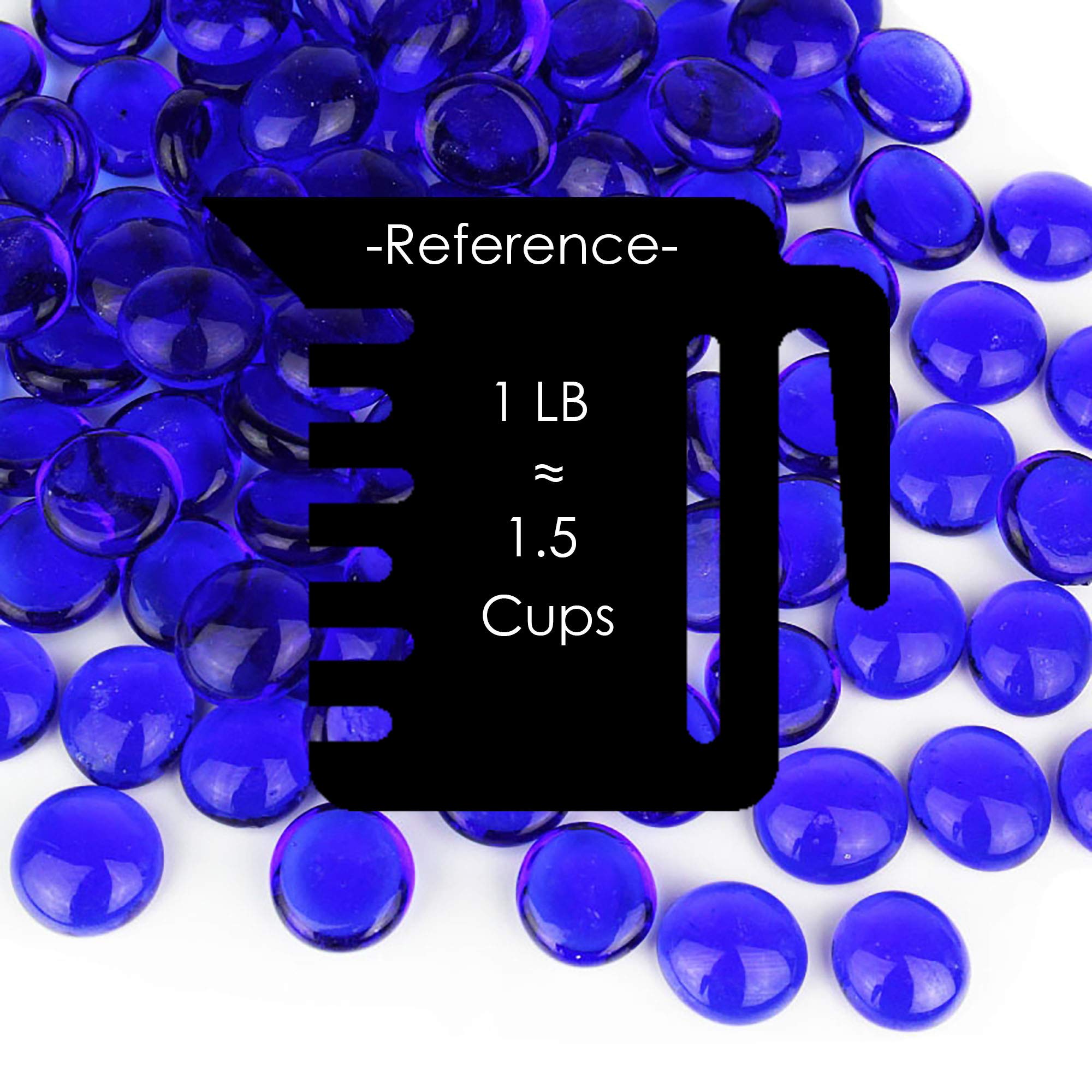CYS EXCEL Cobalt Blue Glass Gemstone Beads Vase Fillers (6 LBS) Flat Marble Beads Multiple Color Choices Aquarium Decor Rocks Floral Stones Decorative Mosaic Glass Gem Pebbles