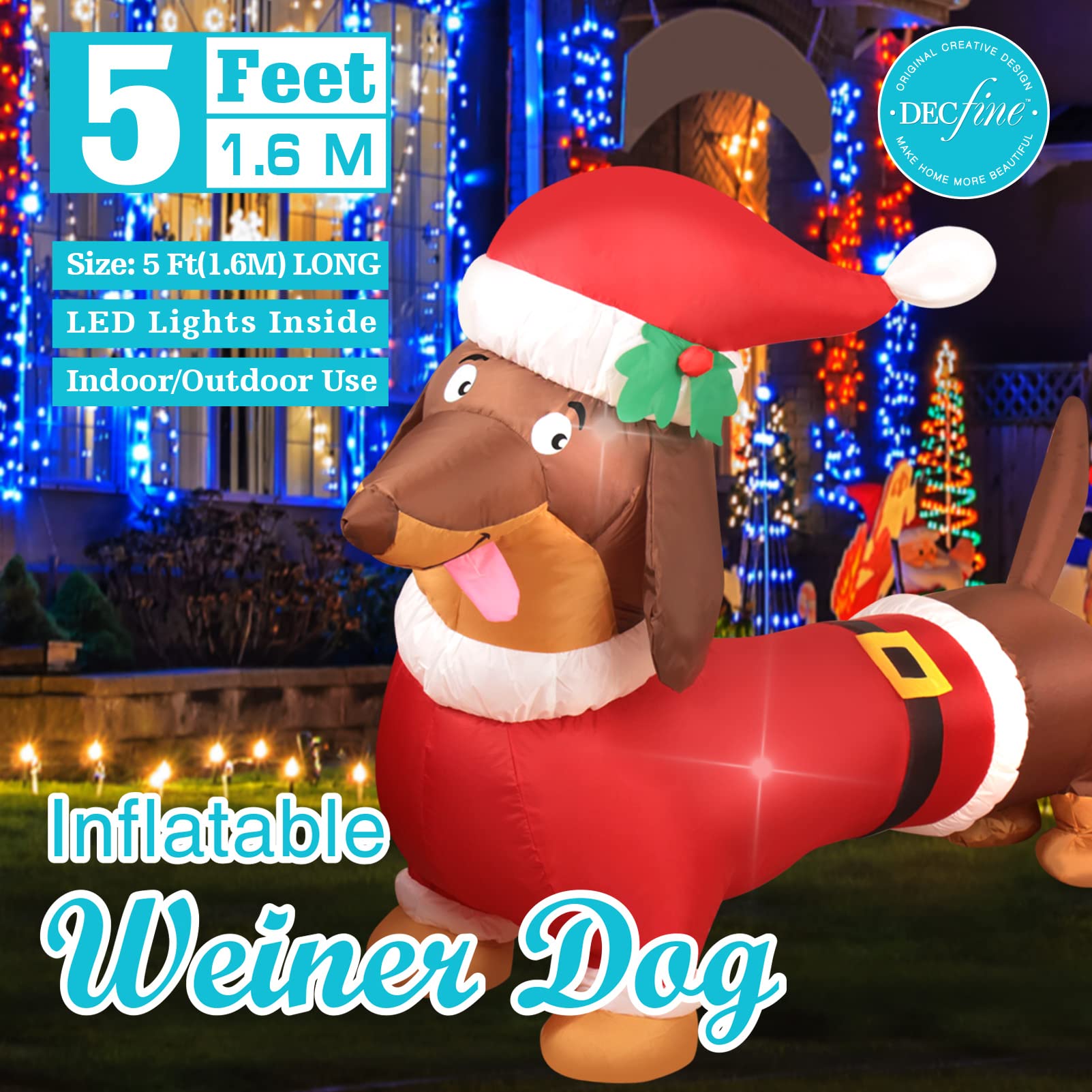 Decfine Christmas Inflatable Snowman/Nutcracker/Santa Claus Lighted Blow Up Christmas Yard Decoration with Built in Fan and Anch