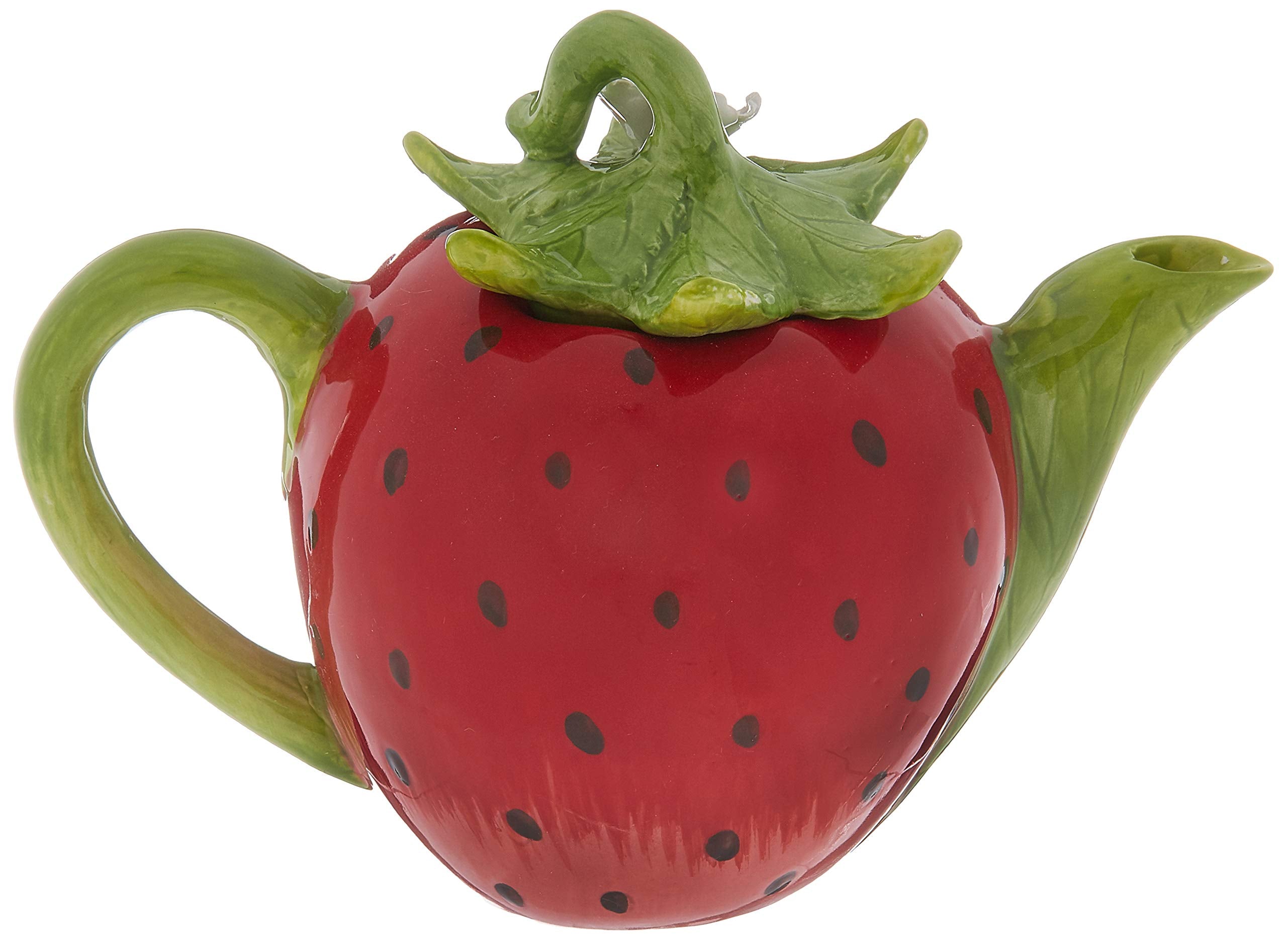 Cosmos Gifts Strawberry Ceramic Teapot, 5-1/4-Inch