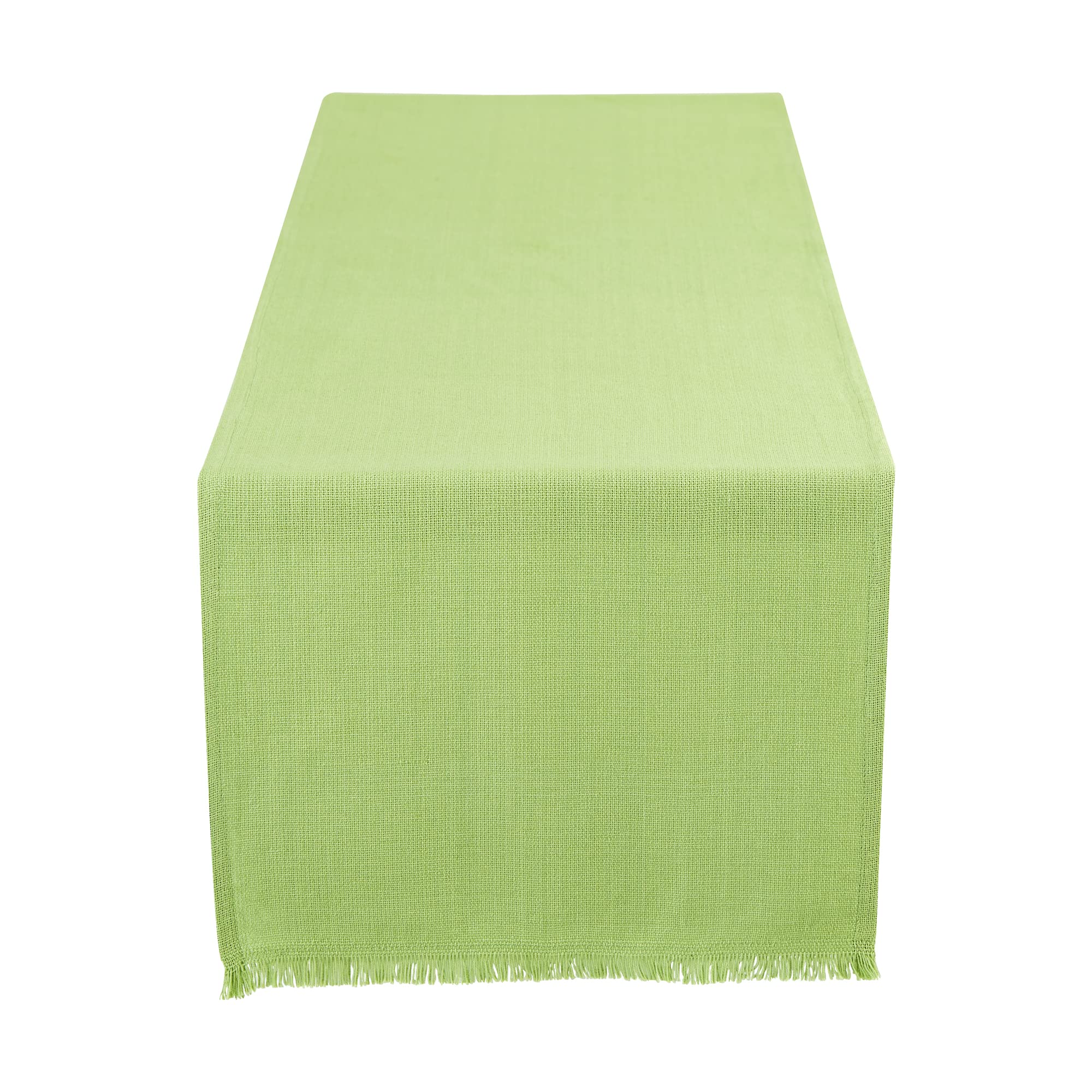 DII Everyday Collection, Fringed Solid Tabletop, Table Runner, 14x72, Green