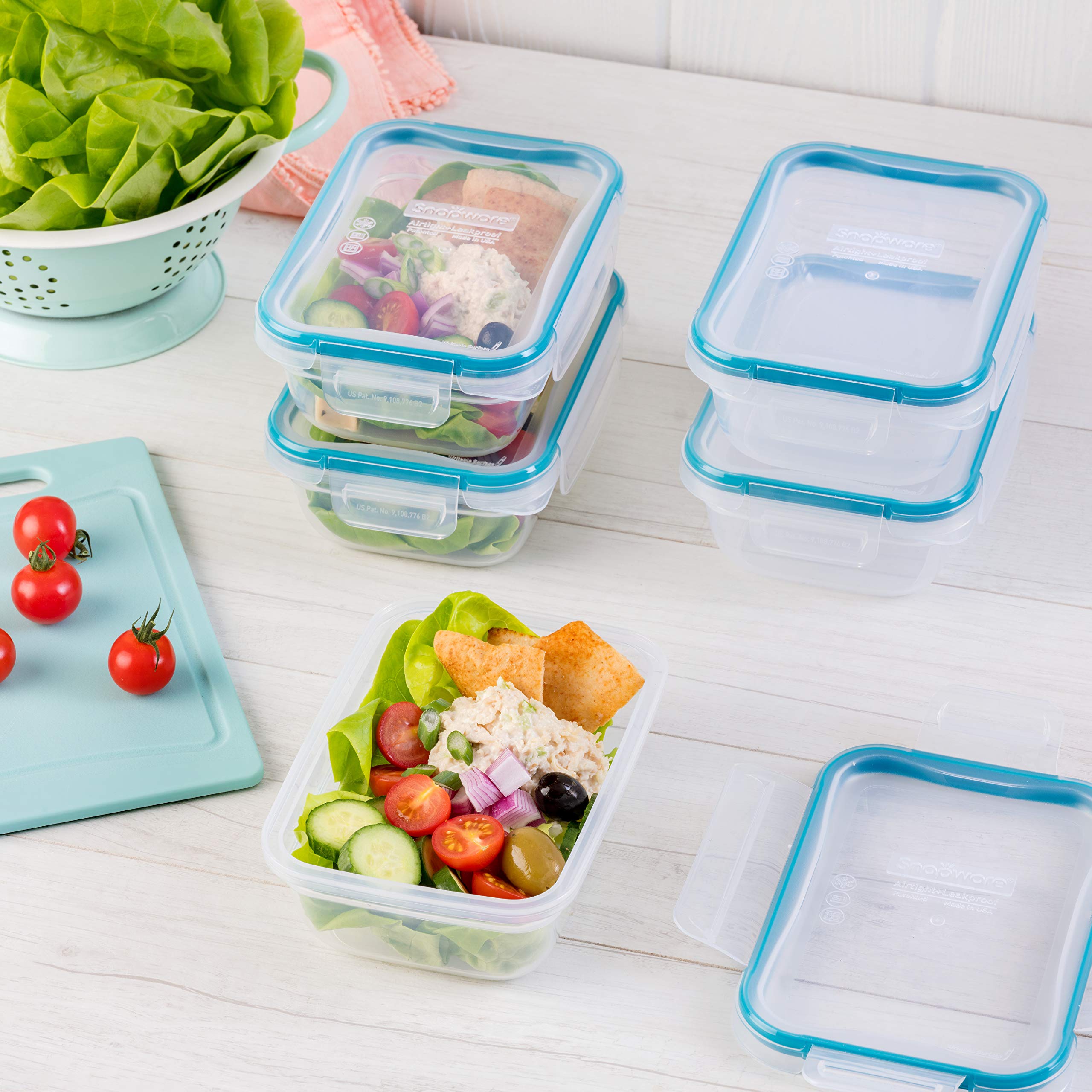 Snapware 5-Pack Plastic Food Storage Containers Set, Leakproof & Airtight, 3-Cup Size, BPA-Free, White, Model 1136622
