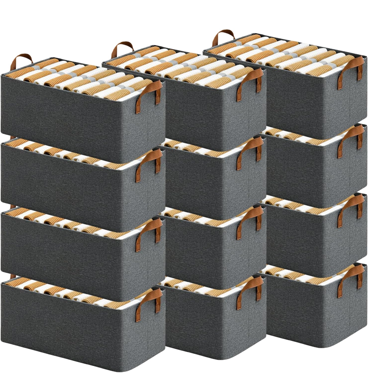 Panchhi Store 12 Pcs Fabric Wardrobe Organizer Foldable Storage Box Basket For Cupboard Clothes Closet Shelves Almirah Jeans Swe