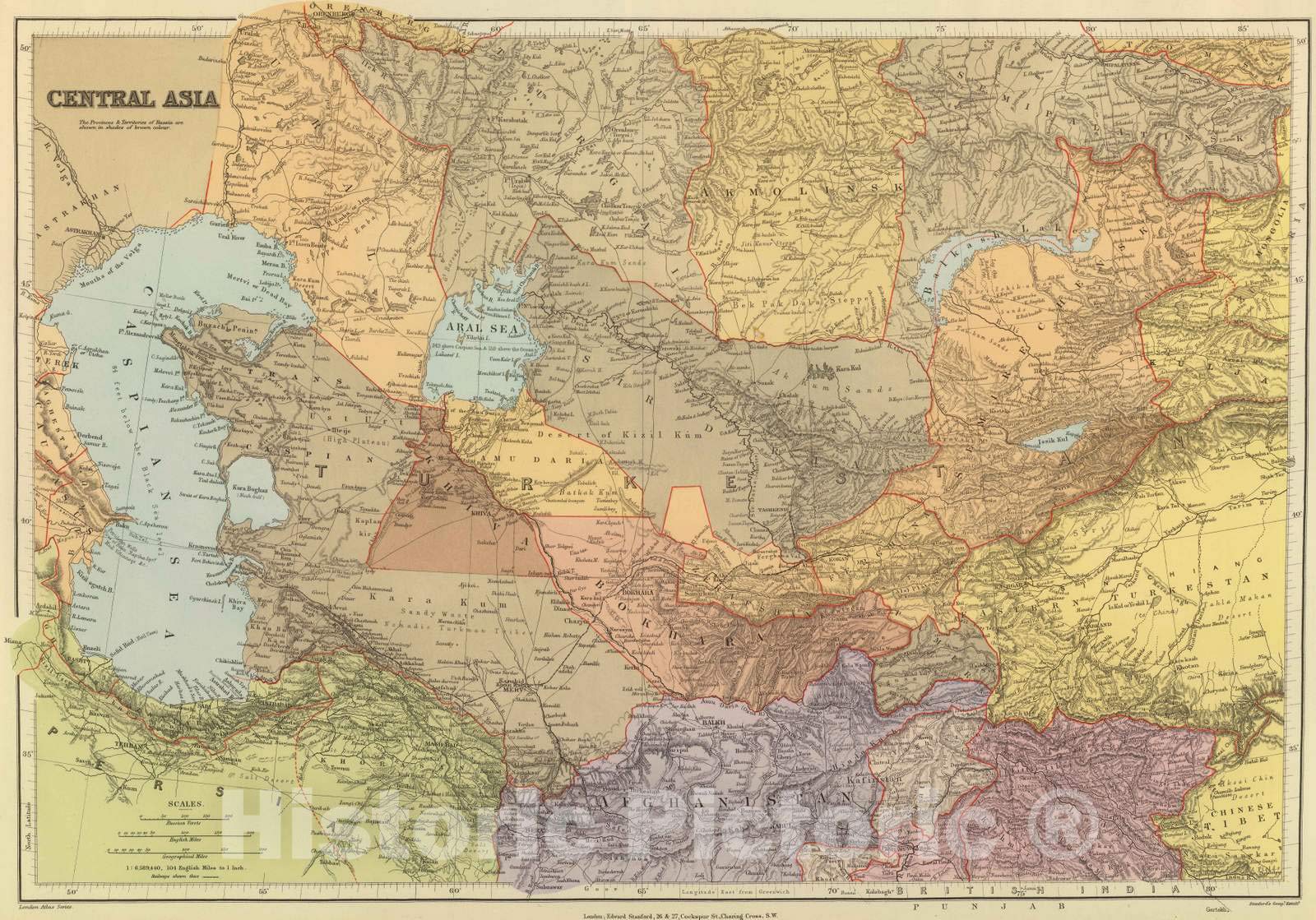 Historic Map : 1901 Central Asia. - Vintage Wall Art - 36In X 24In