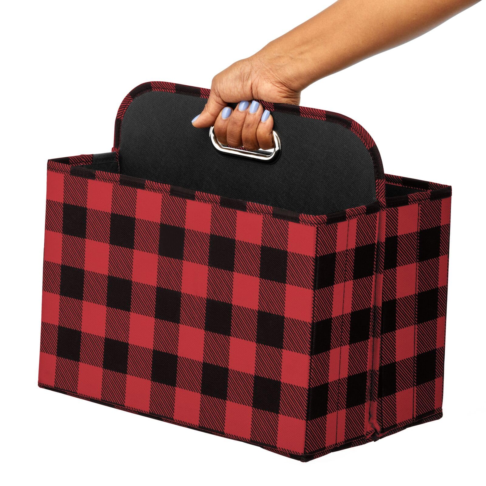 Mdesign Holiday Storage Box For Gift Wrapping And Bows With Compartments And Handle - Christmas Organizer Tote For Ribbons - Div