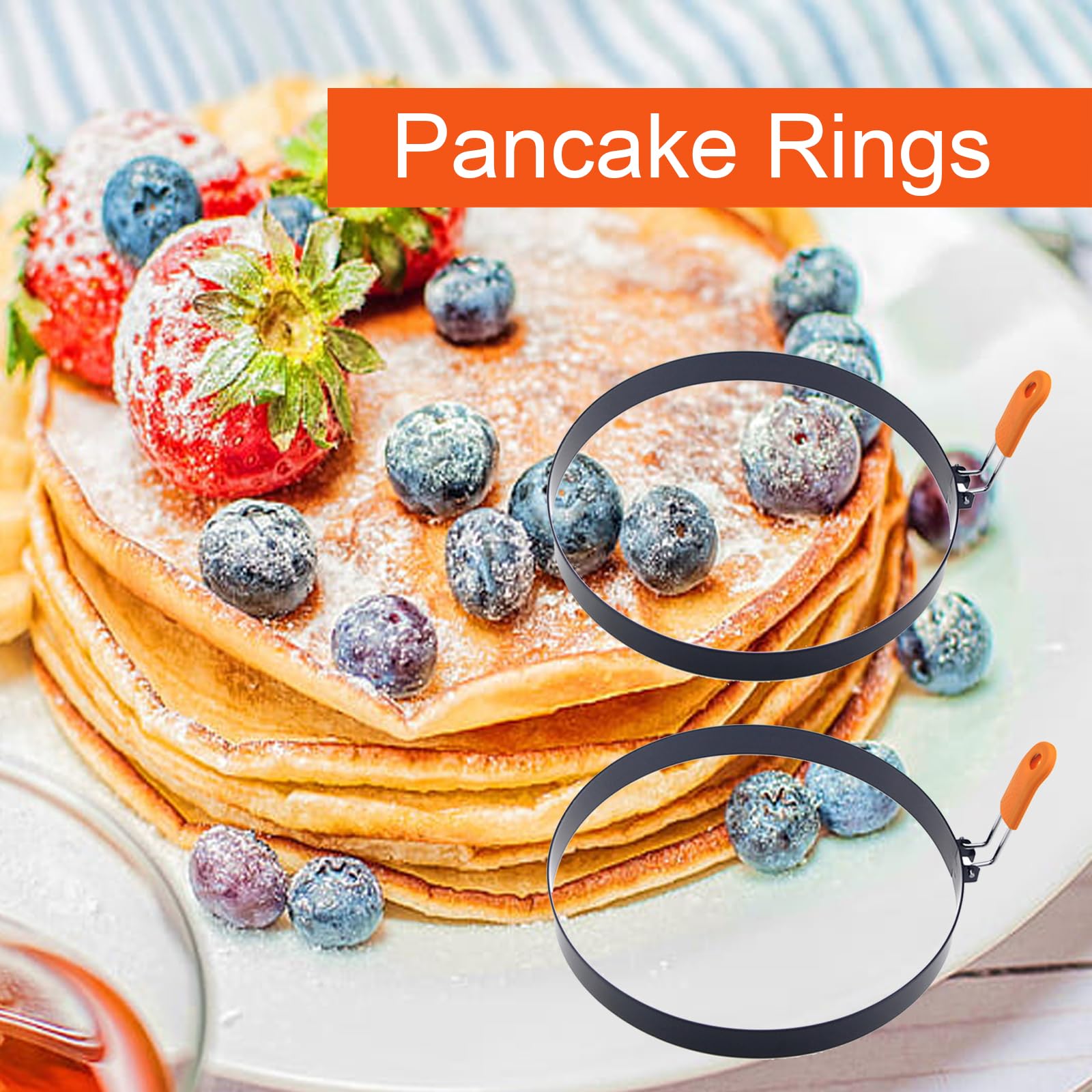 2 Packs 6'' Pancake Ring For Griddle,6 Inch Non-Stick Omelette Ring,Staineless Steel Crepes Ring Omelet Ring For Griddle Pancake